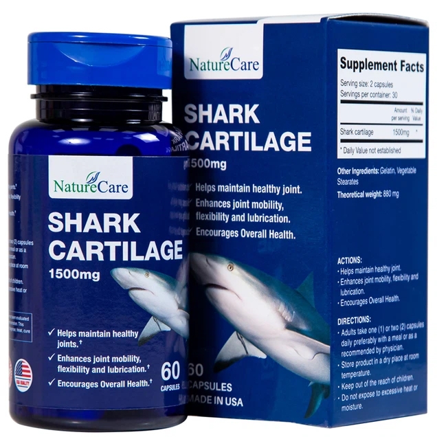 Hình ảnh Viên uống Shark Cartilage NatureCare hỗ trợ tăng cường khả năng vận động linh hoạt và bôi trơn khớp (Hộp 60 viên)