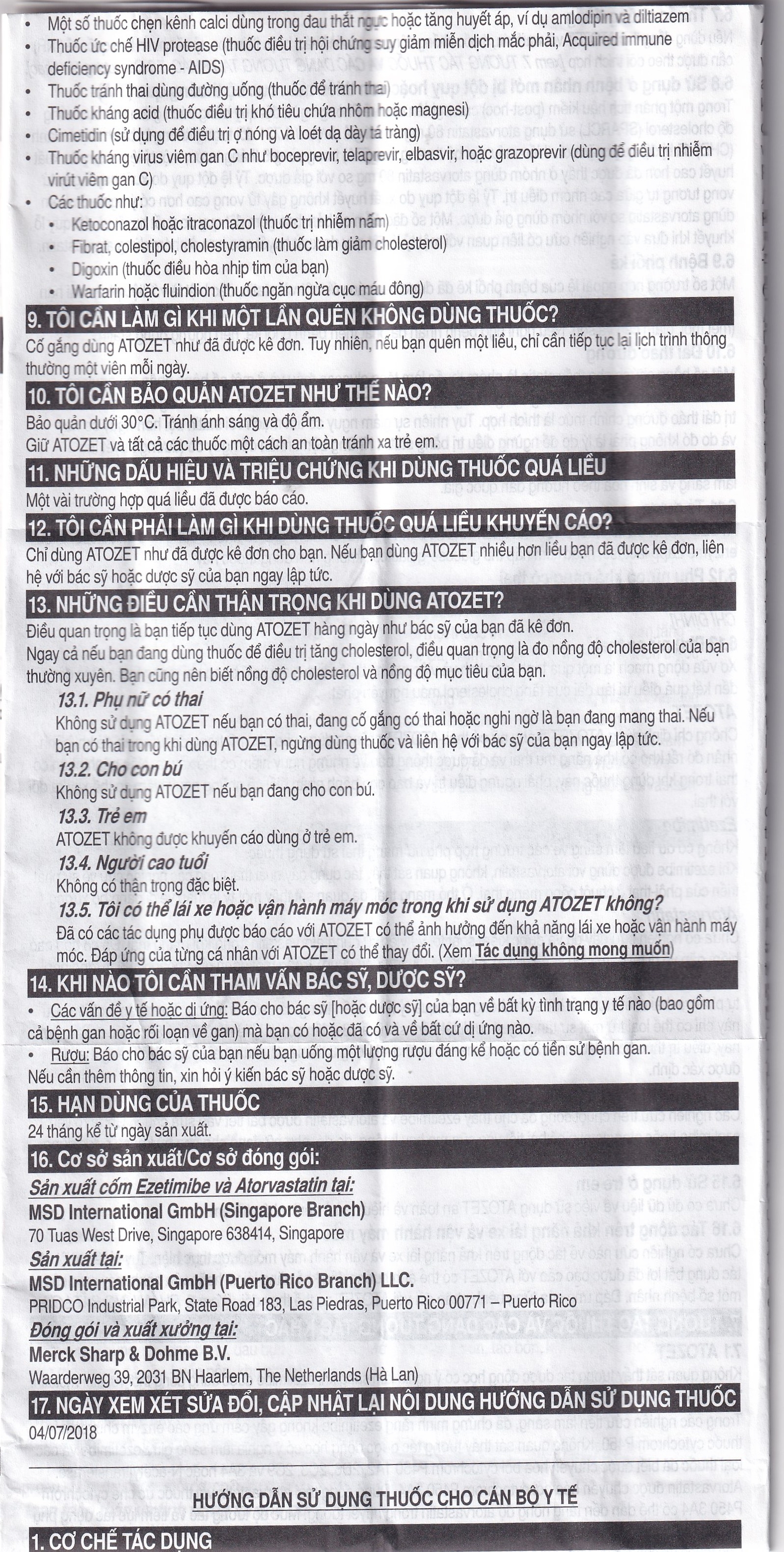 Hình ảnh Thuốc Atozet 10mg/10mg MSD điều trị rối loạn mỡ máu, phòng ngừa các bệnh tim mạch (3 vỉ x 10 viên)