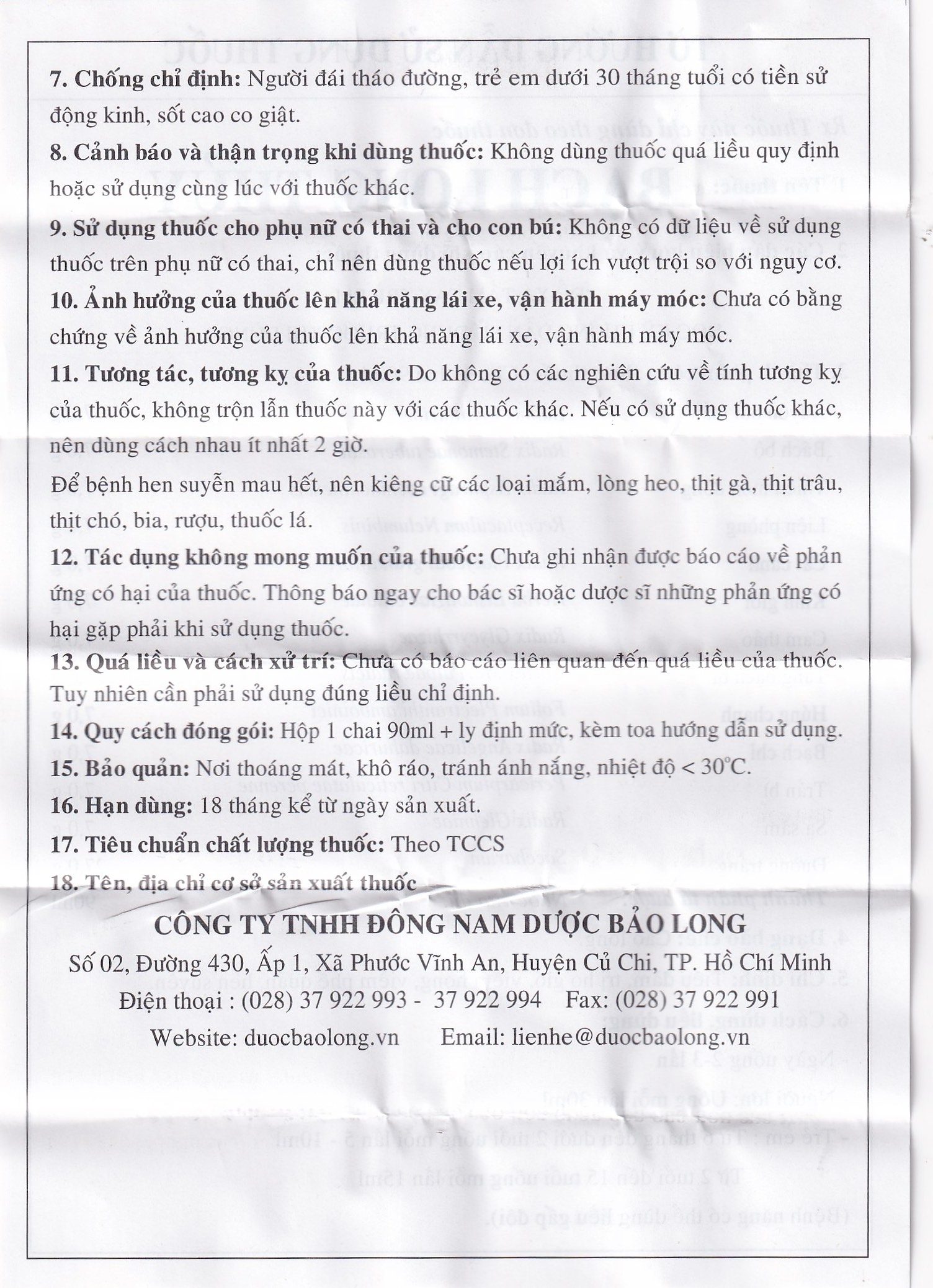 Hình ảnh Cao lỏng Bạch Long Thủy điều trị ho, hen suyễn (90ml)