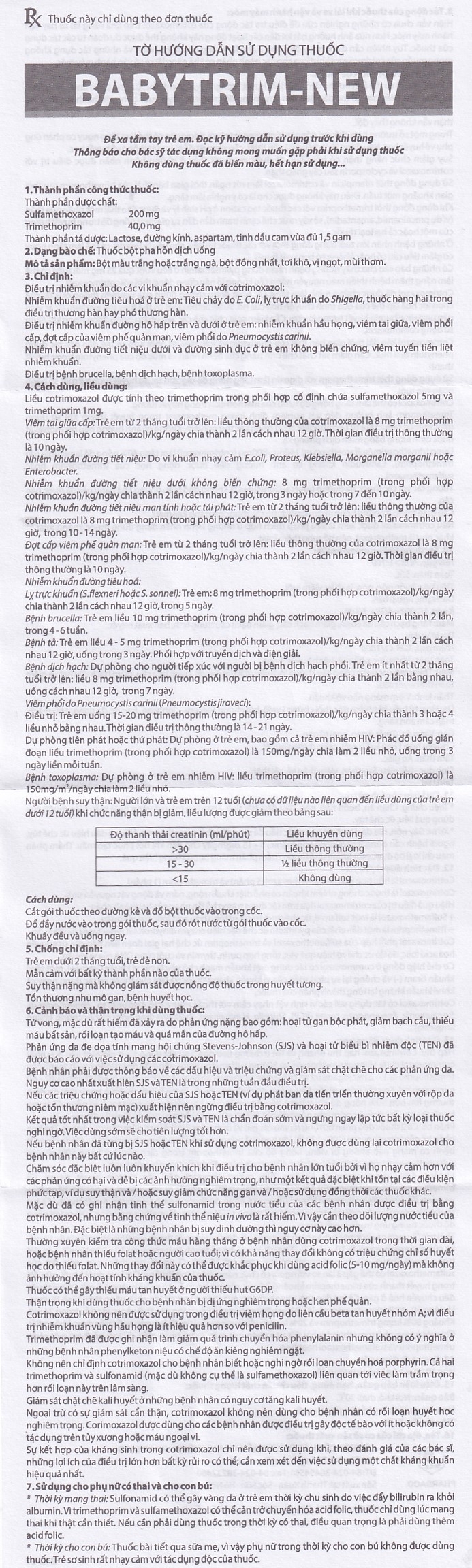 Hình ảnh Bột uống Babytrim - New Pharbaco điều trị nhiễm khuẩn (10 gói x 1.5g)