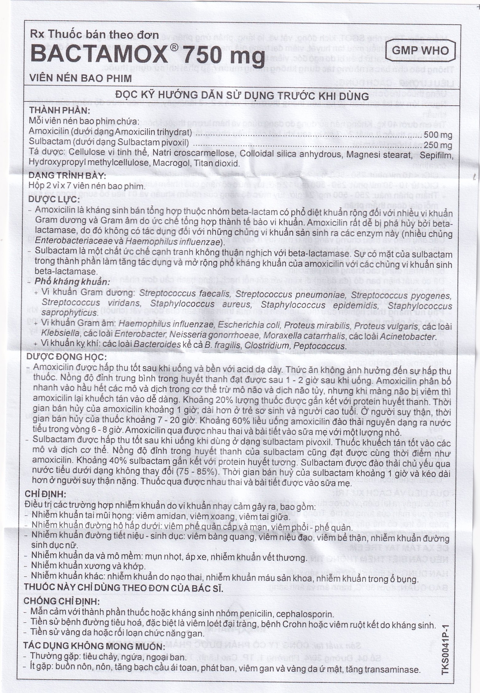 Hình ảnh Thuốc Bactamox 750 Imexpharm điều trị nhiễm khuẩn (2 vỉ x 7 viên)