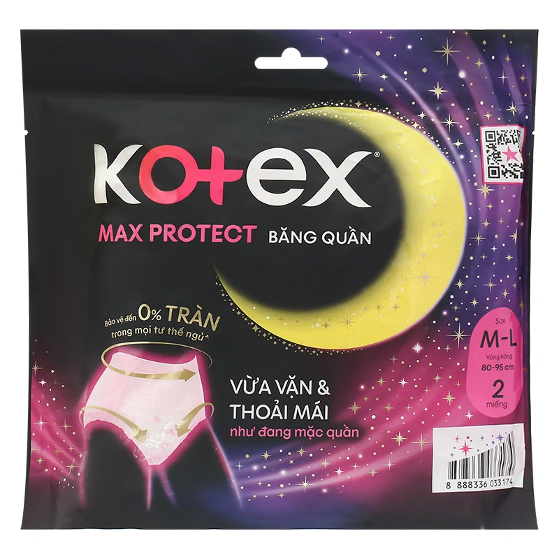 Hình ảnh Băng vệ sinh dạng quần Kotex max protect (gói 2 miếng) Size L-XL