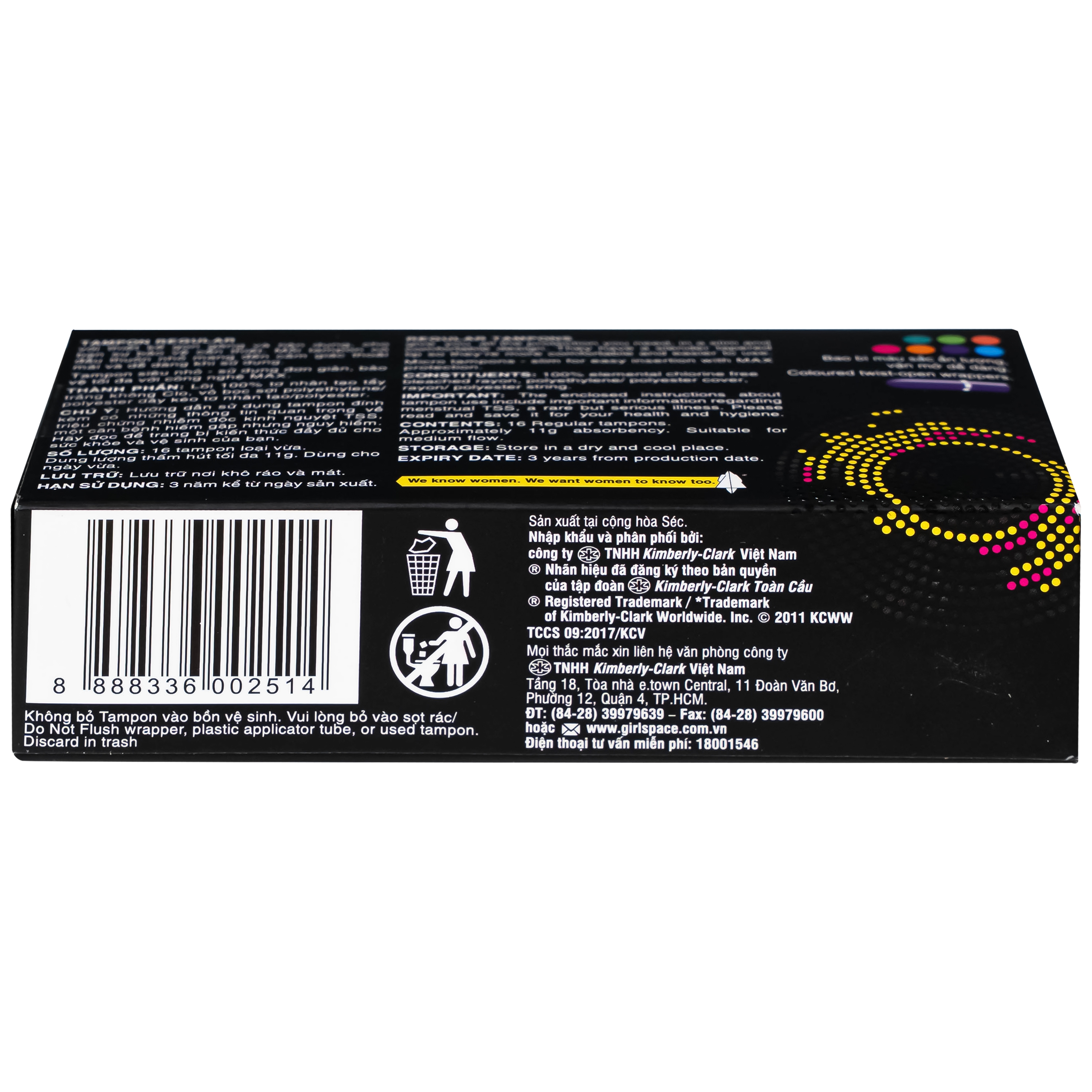Hình ảnh Băng vệ sinh dạng tampons Kotex loại vừa (Hộp 16 miếng)
