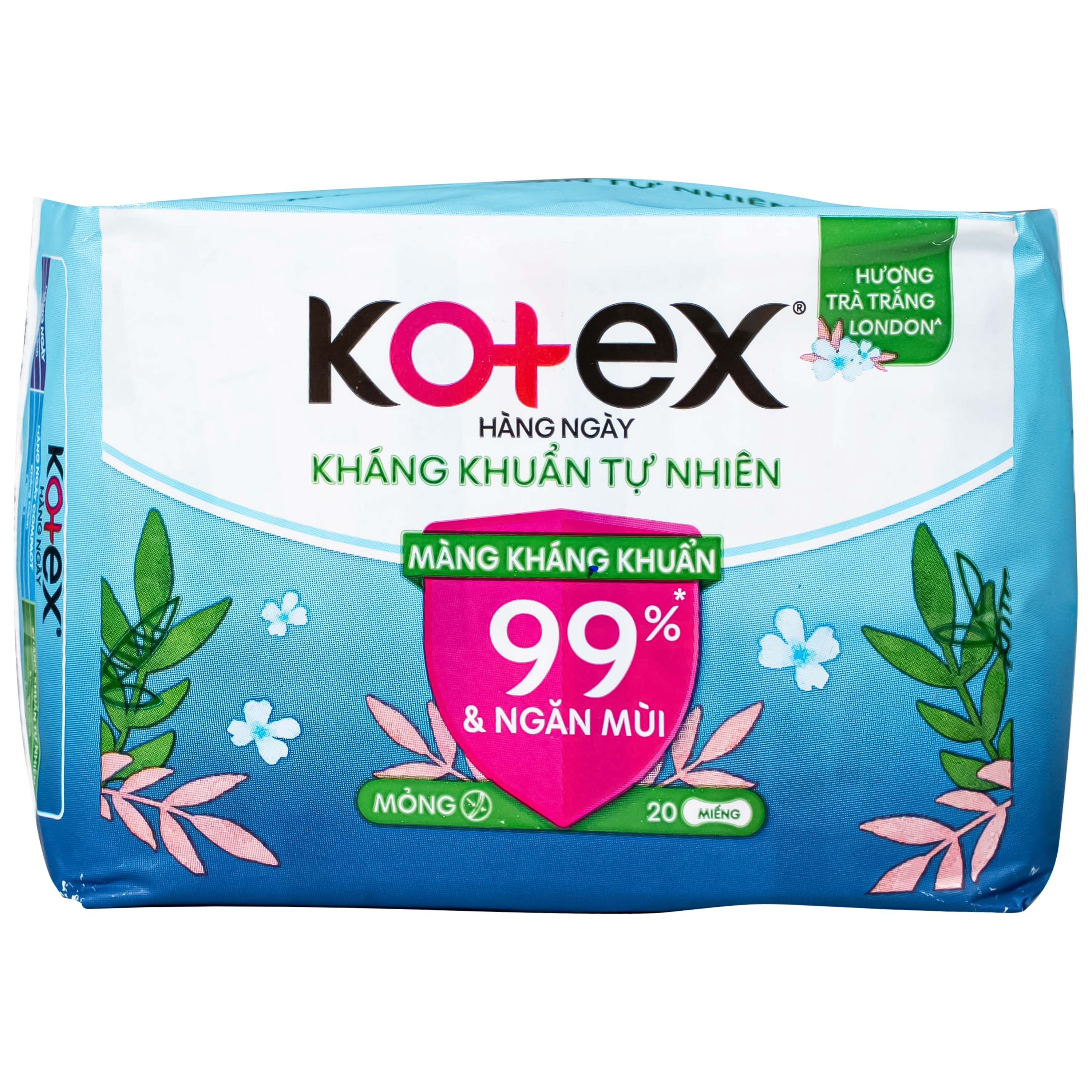 Hình ảnh Băng vệ sinh Kotex hàng ngày kháng khuẩn tự nhiên (Gói 20 miếng)
