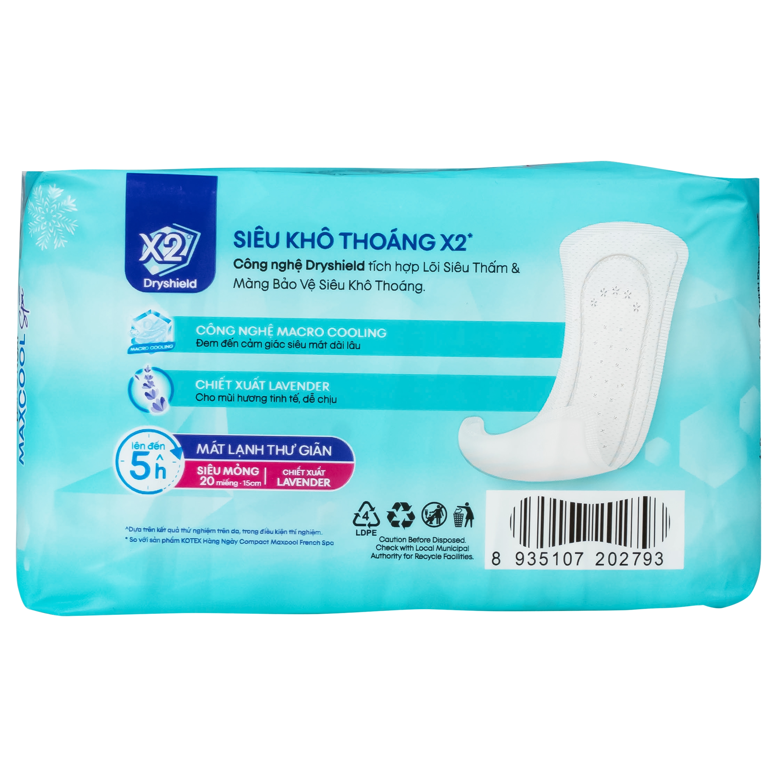 Hình ảnh Băng vệ sinh Kotex hàng ngày maxcool french spa (Gói 20 miếng)