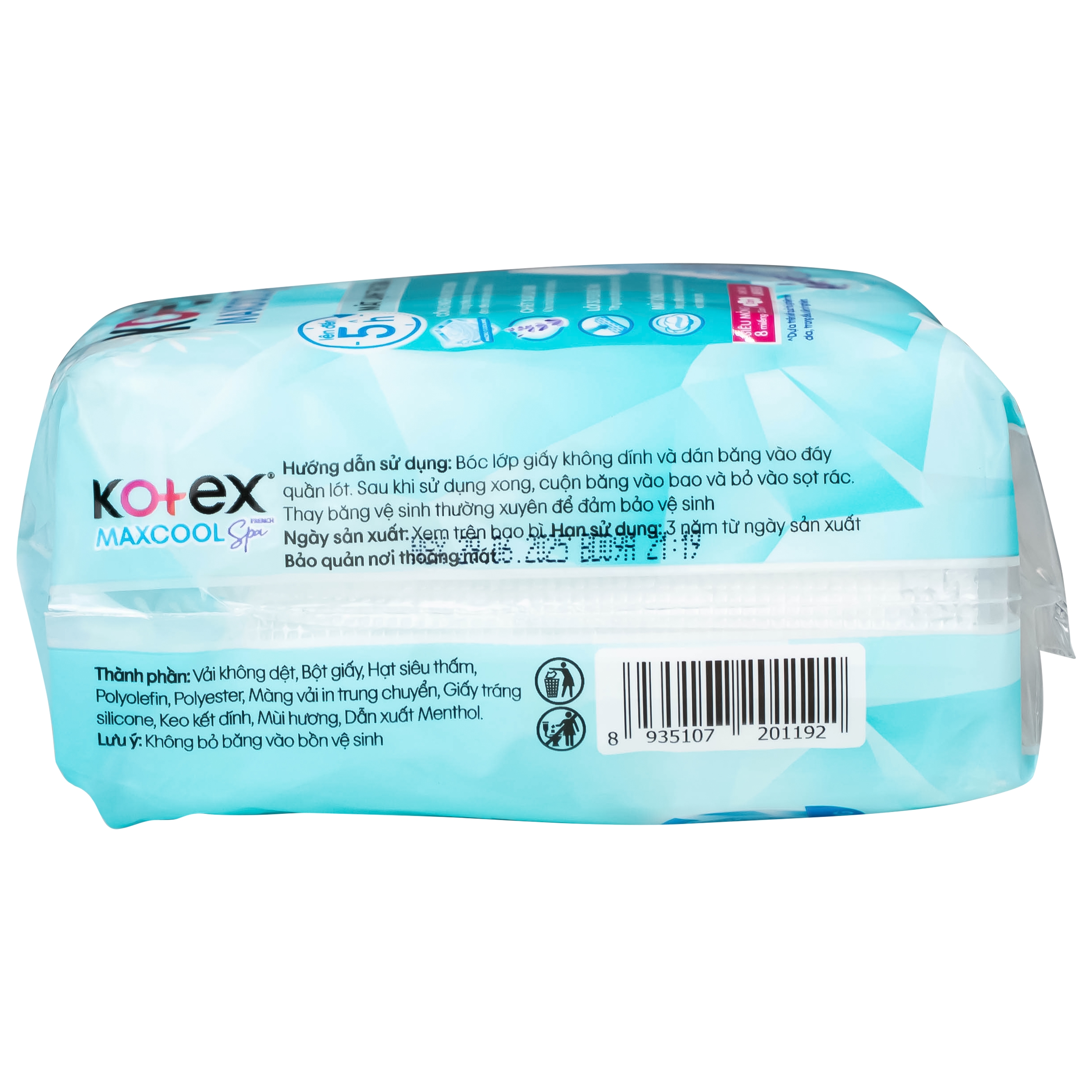 Hình ảnh Băng vệ sinh Kotex maxcool french spa siêu mỏng cánh 23cm (Gói 8 miếng)