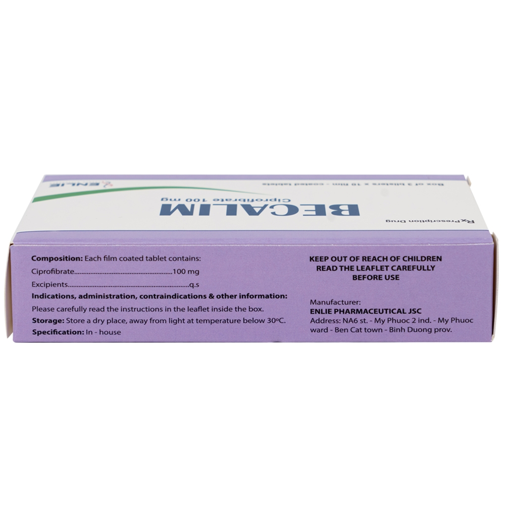 Hình ảnh Thuốc Becalim 100mg Enlie Pharma điều trị tăng Cholesterol máu (3 vỉ x 10 viên)
