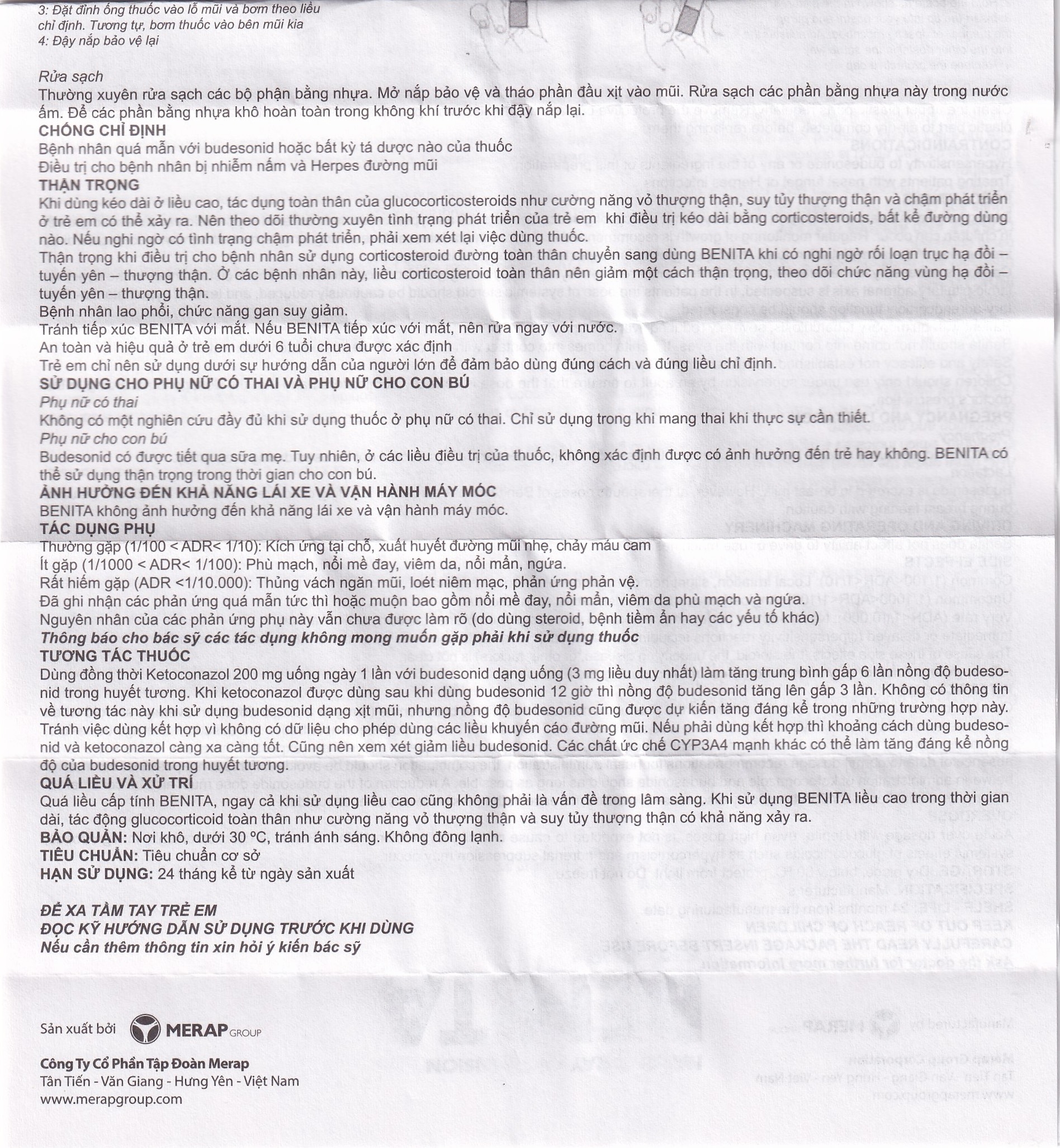 Hình ảnh Thuốc xịt mũi Benita Merap điều trị viêm mũi dị ứng, polyp mũi (120 liều)