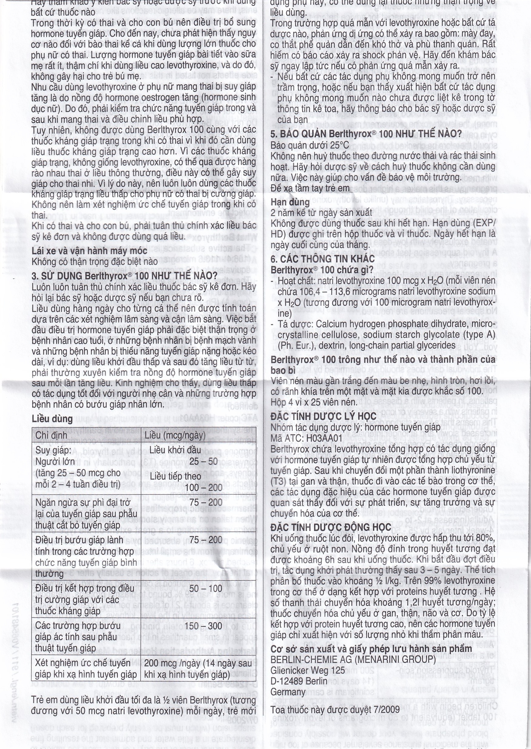 Hình ảnh Thuốc Berlthyrox 100 Menarini điều trị thiểu năng tuyến giáp (4 vỉ x 25 viên)