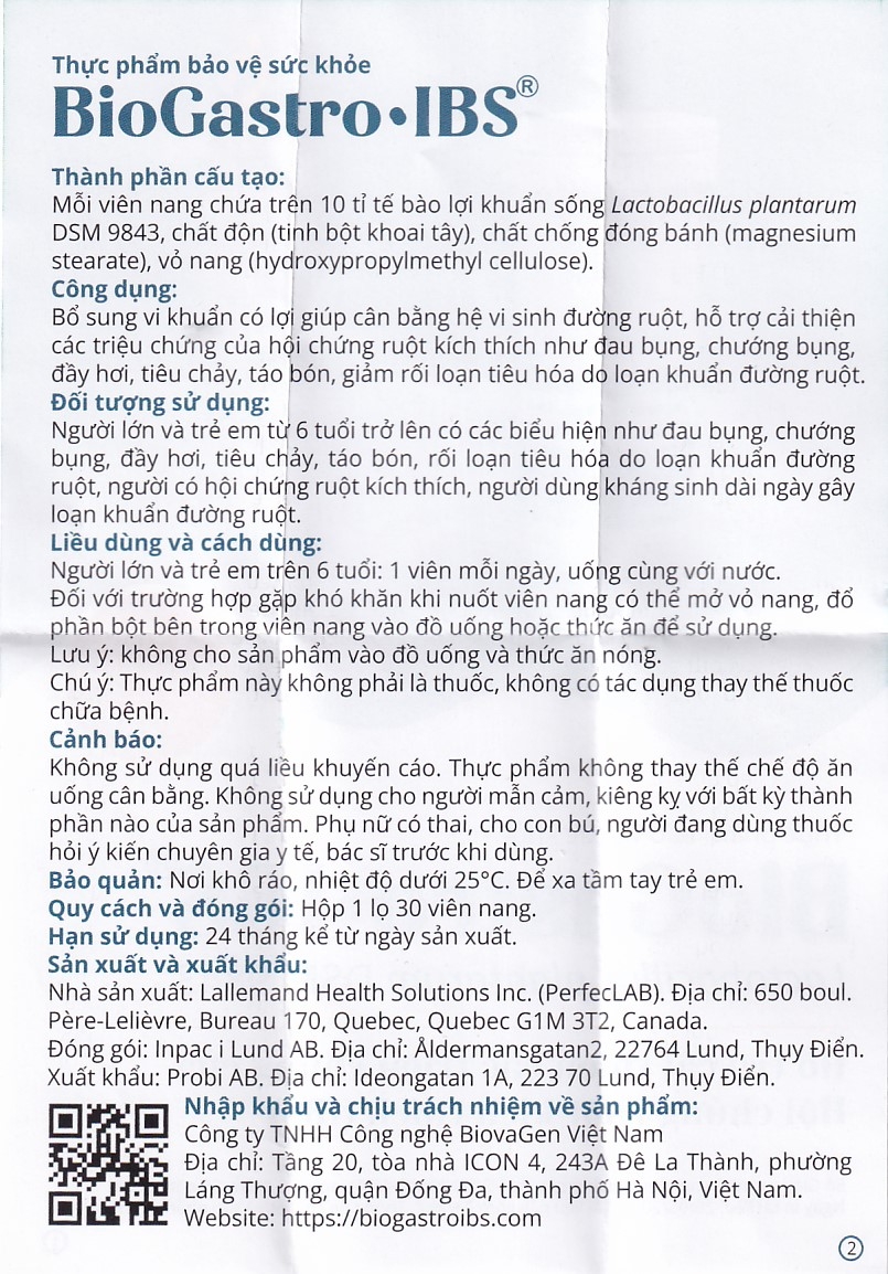 Hình ảnh Viên uống BiogastroIBS BiovaGen bổ sung vi khuẩn có lợi giúp cân bằng hệ vi sinh đường ruột (30 viên)