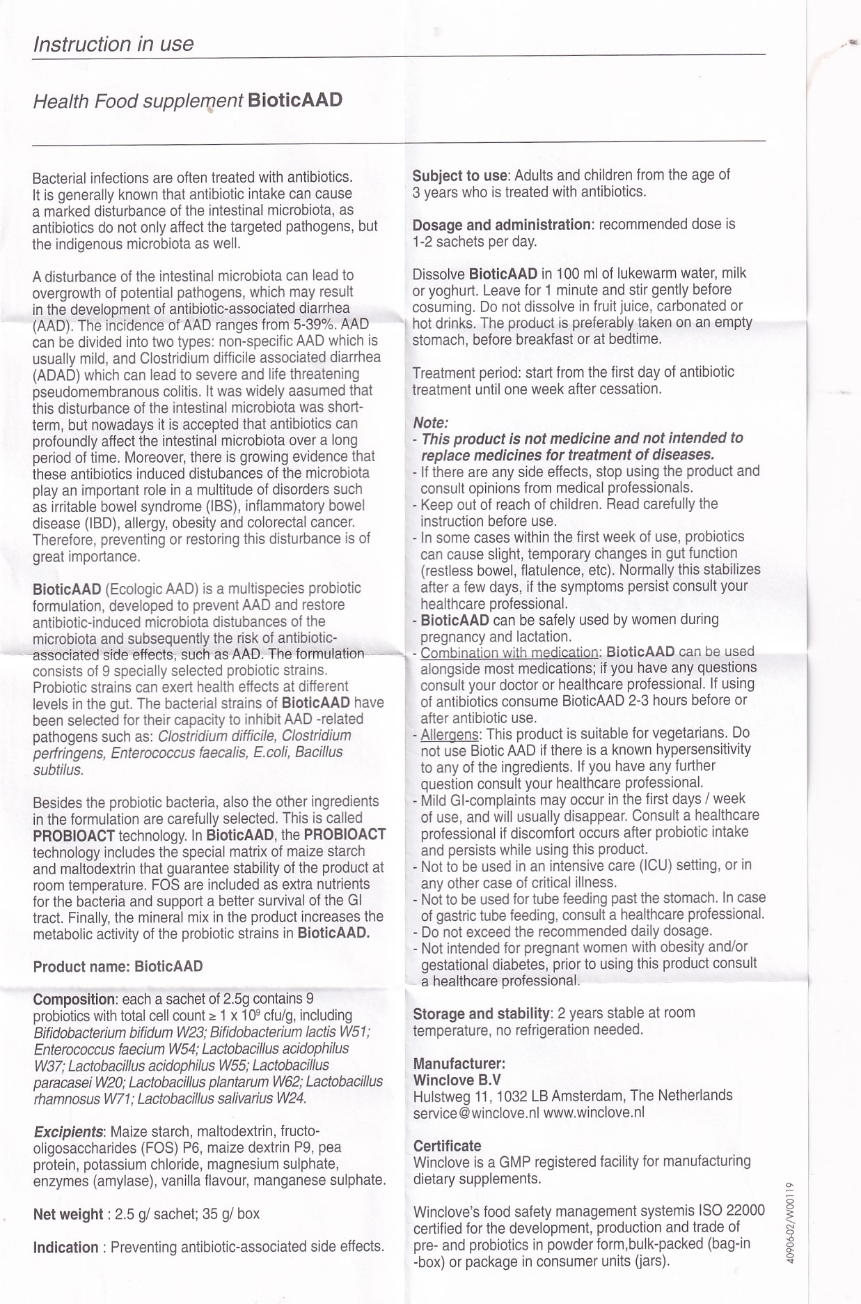 Hình ảnh Bột pha uống BioticAAD 2.5g Ecologic AAD bổ sung lợi khuẩn đường ruột, giảm rối loạn tiêu hóa (14 gói)