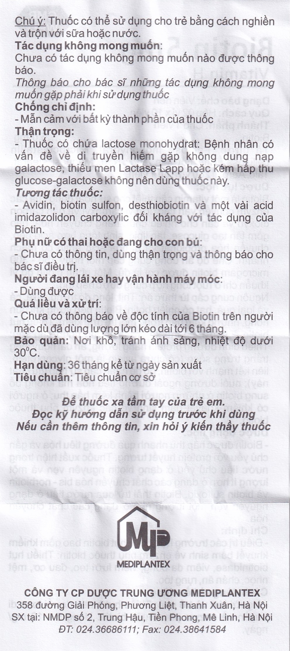 Hình ảnh Thuốc Biotin 5mg Mediplantex điều trị thiếu hụt biotin (2 vỉ x 10 viên)