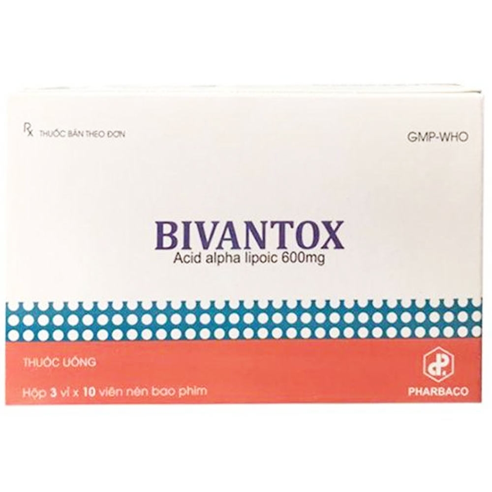 Hình ảnh Thuốc Bivantox 600mg Pharbaco điều trị rối loạn cảm giác, đau dây thần kinh (3 vỉ x 10 viên)