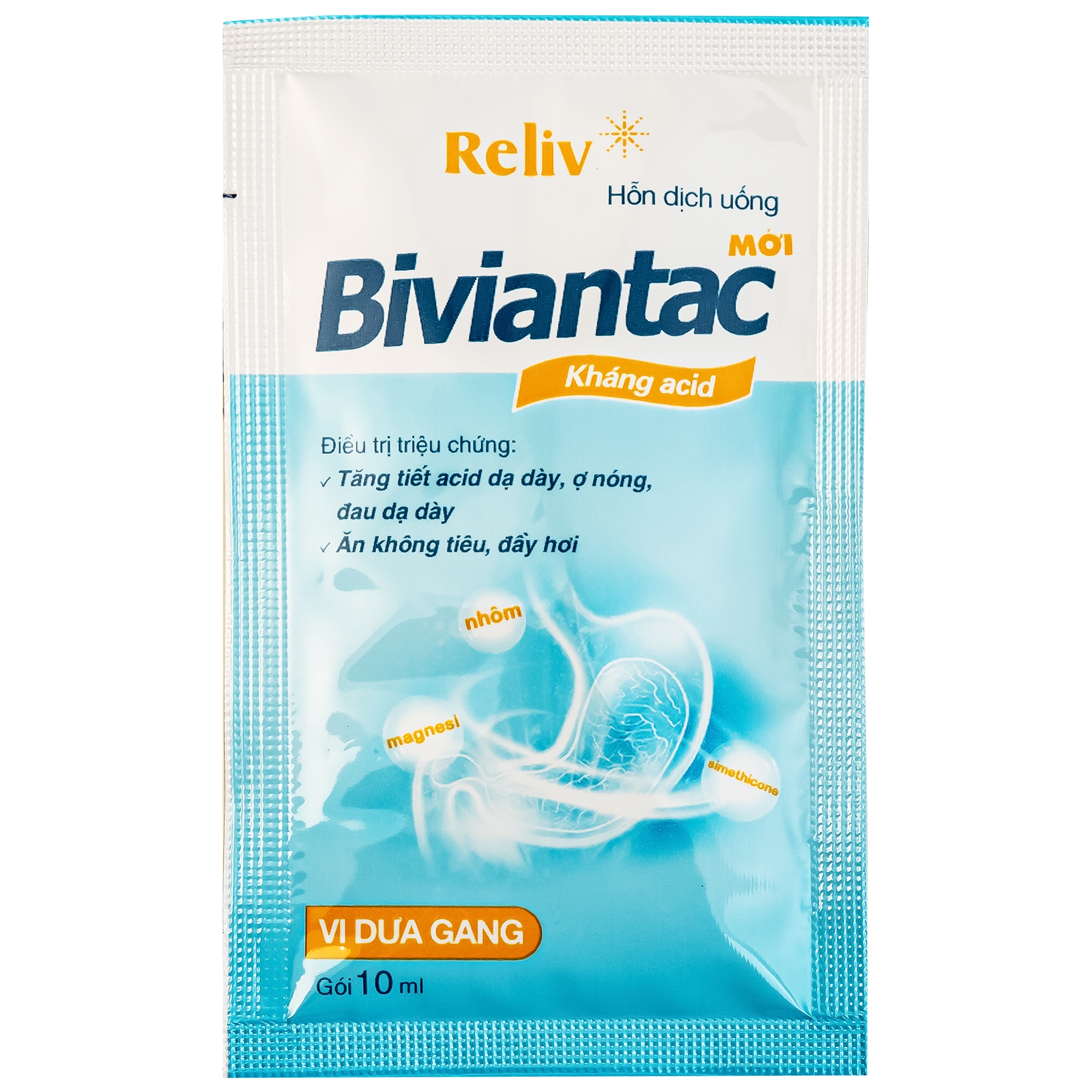 Hình ảnh Hỗn dịch uống Biviantac kháng acid vị dưa gang Reliv (30 gói x 10ml)