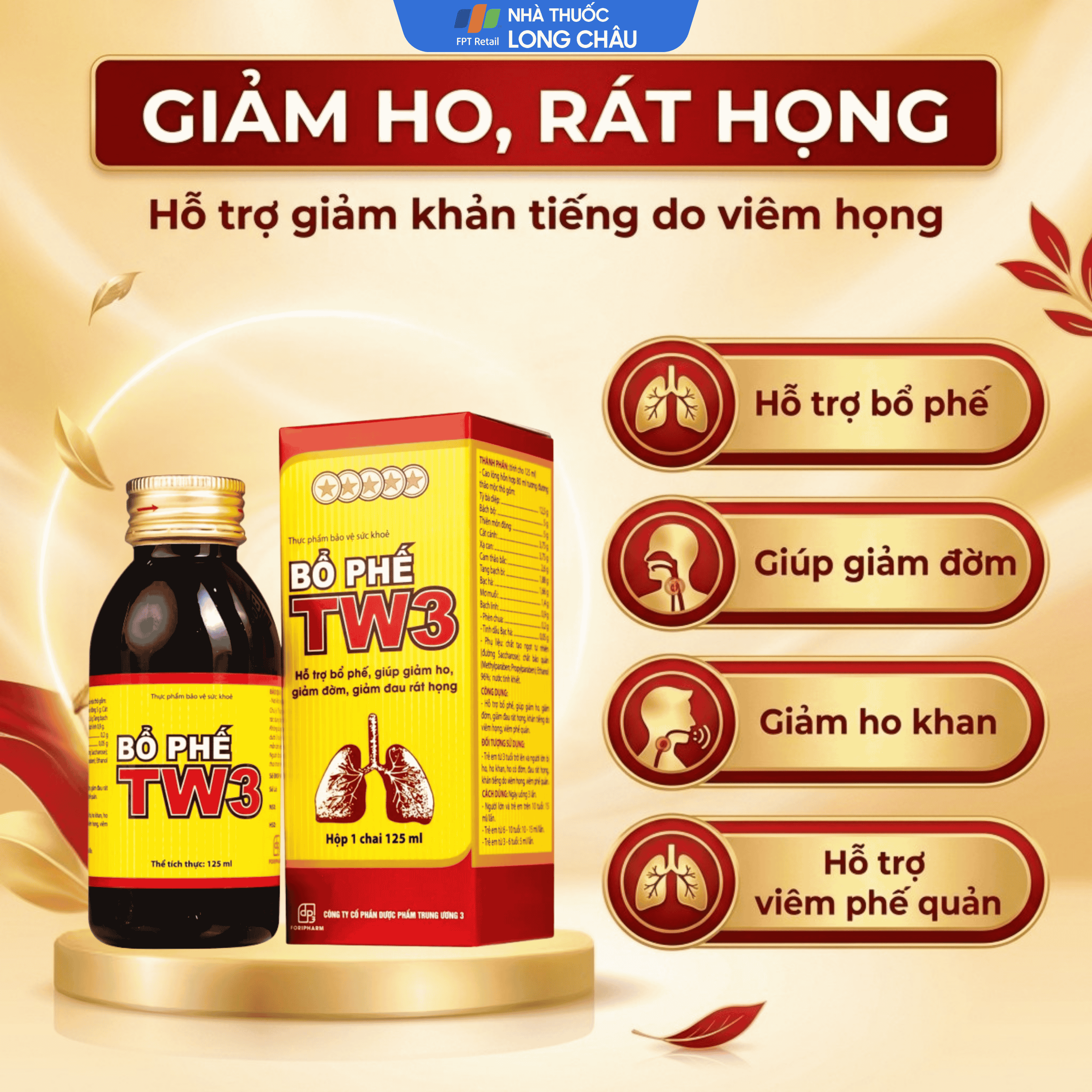 Hình ảnh Siro Bổ Phế giảm ho rát họng TW3 (125ml)