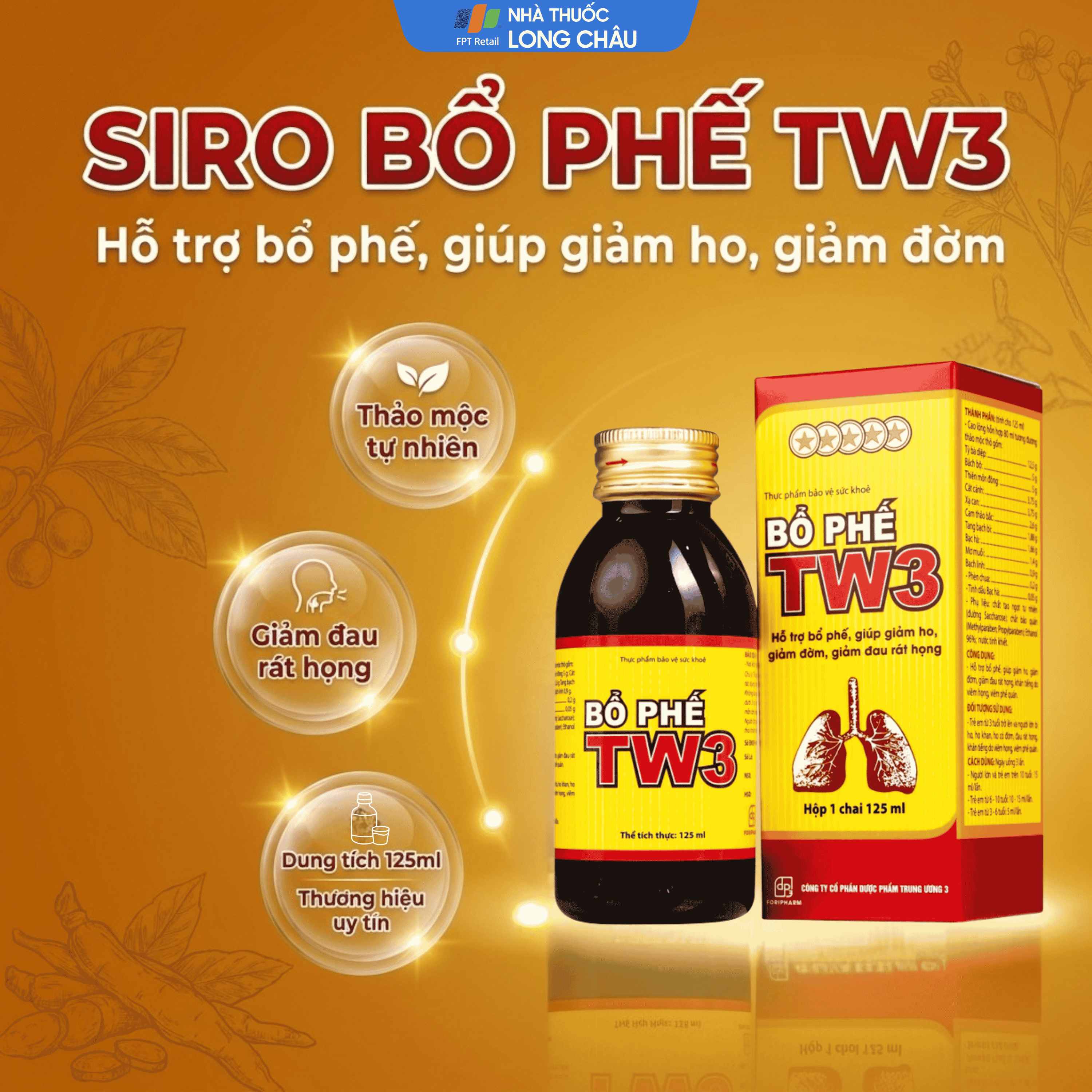 Hình ảnh Siro Bổ Phế giảm ho rát họng TW3 (125ml)