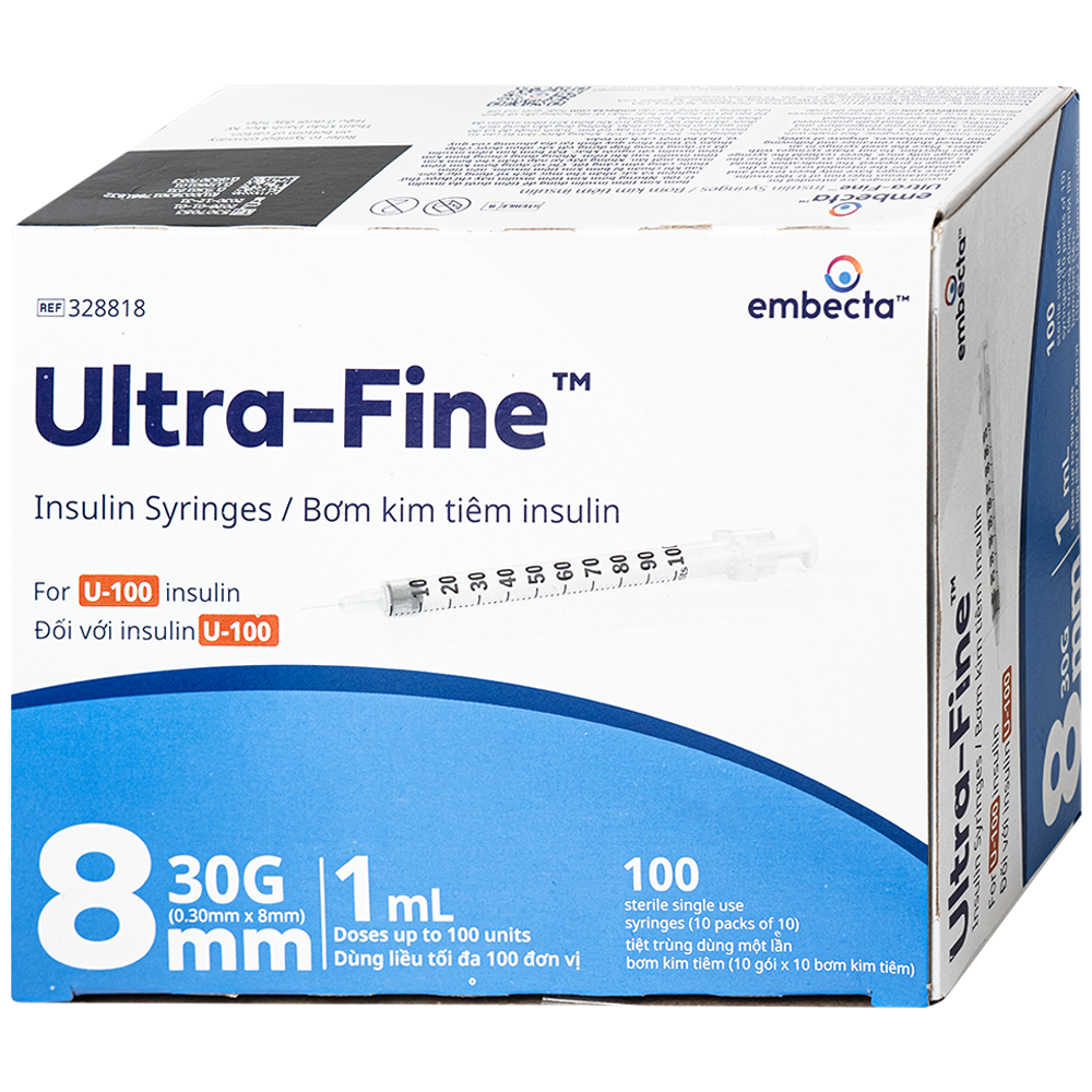 Hình ảnh Bơm Tiêm Tiểu Đường U-100 1Ml Bd Ultra-Fine Pro Embecta (100 Cái)
