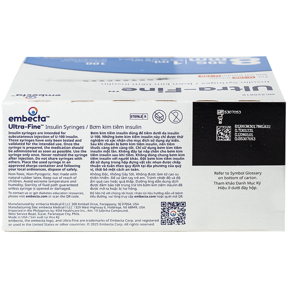 Hình ảnh Bơm Tiêm Tiểu Đường U-100 1Ml Bd Ultra-Fine Pro Embecta (100 Cái)