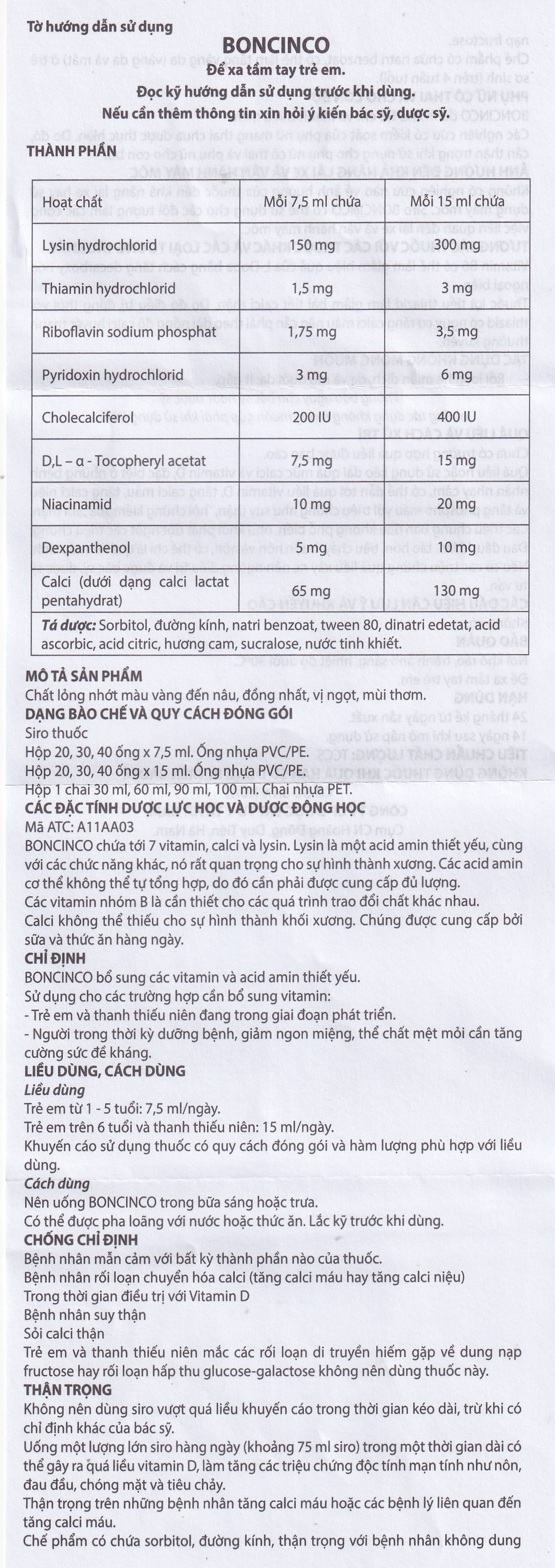 Hình ảnh Thuốc Boncinco Hà Nam giúp bổ sung các vitamin và acid amin thiết yếu (20 ống x 7.5ml)