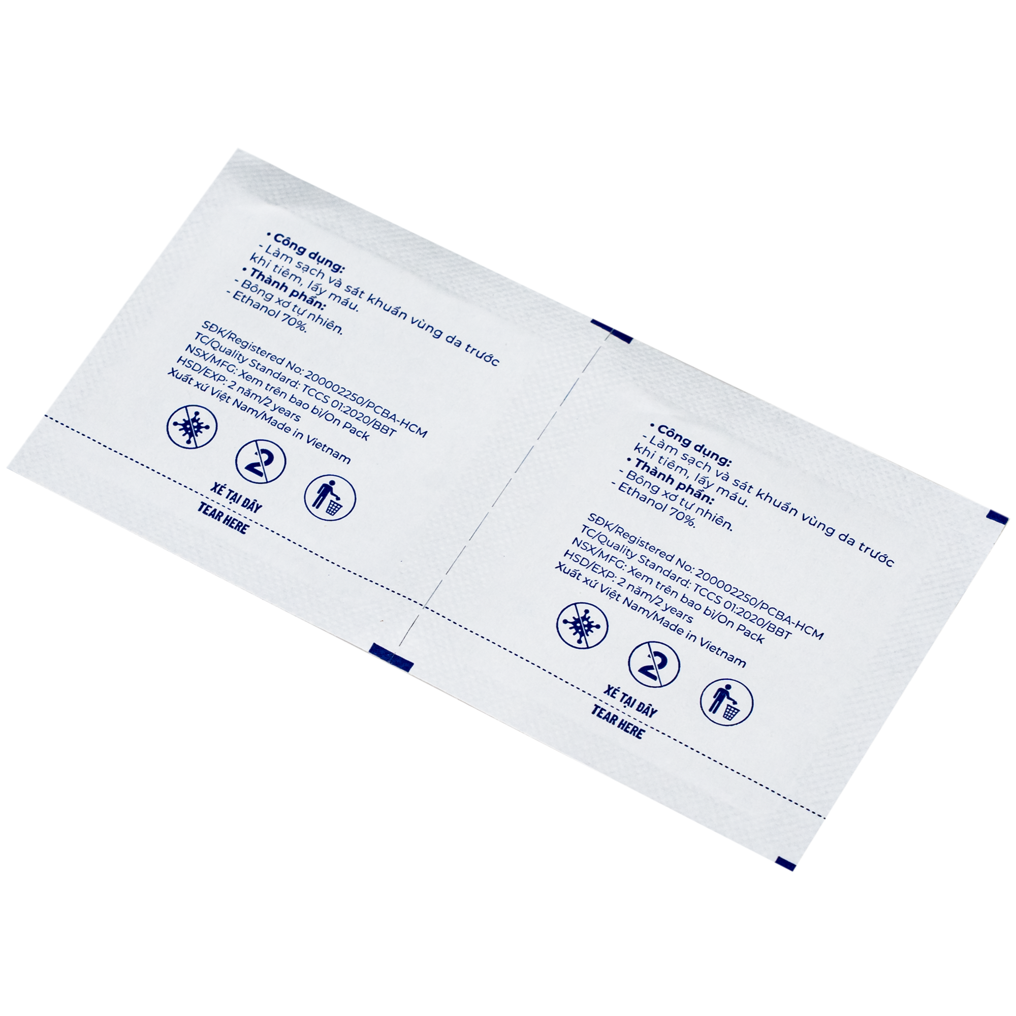 Hình ảnh Bông tẩm cồn Bông Bạch Tuyết 3x6cm - Làm sạch và khử trùng da trước khi tiêm (100 miếng)