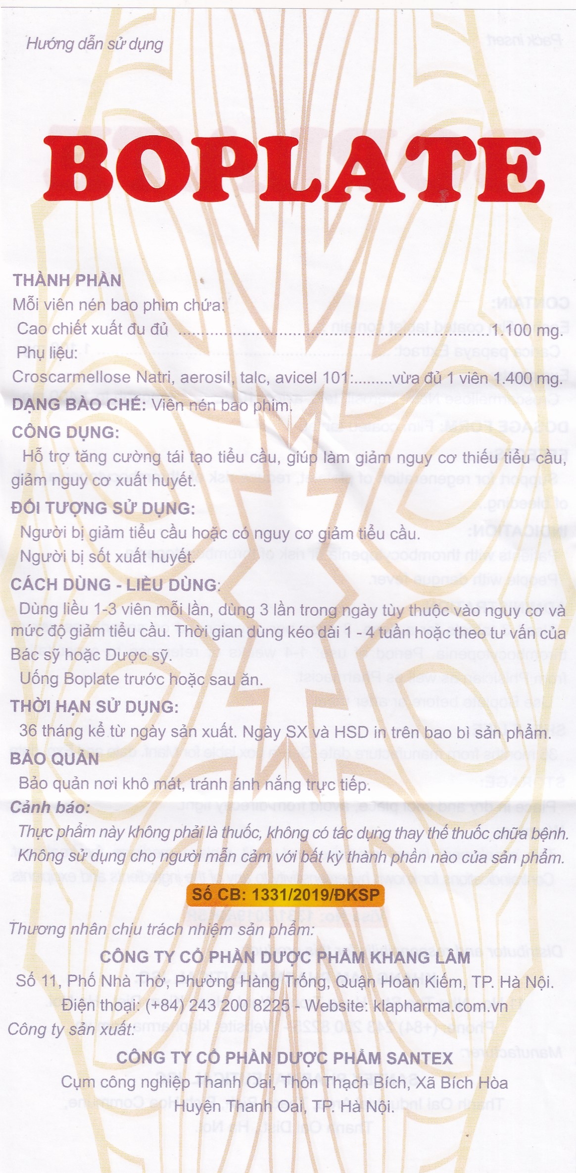 Hình ảnh Viên uống Boplate Santex hỗ trợ tăng cường tái tạo tiểu cầu, giảm nguy cơ thiếu tiểu cầu (2 vỉ x 10 viên)