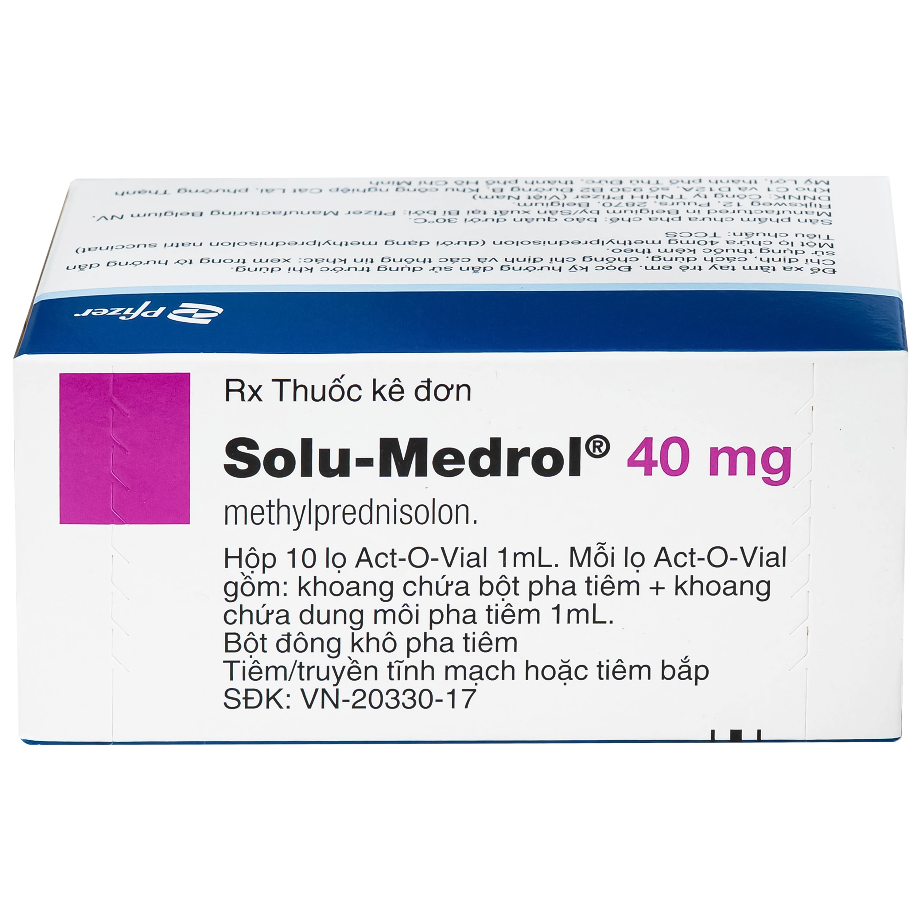 Hình ảnh Bột pha tiêm Solu-Medrol 40mg Pfizer điều trị rối loạn thấp khớp, lupus ban đỏ hệ thống (Hộp 10 lọ x 1ml)