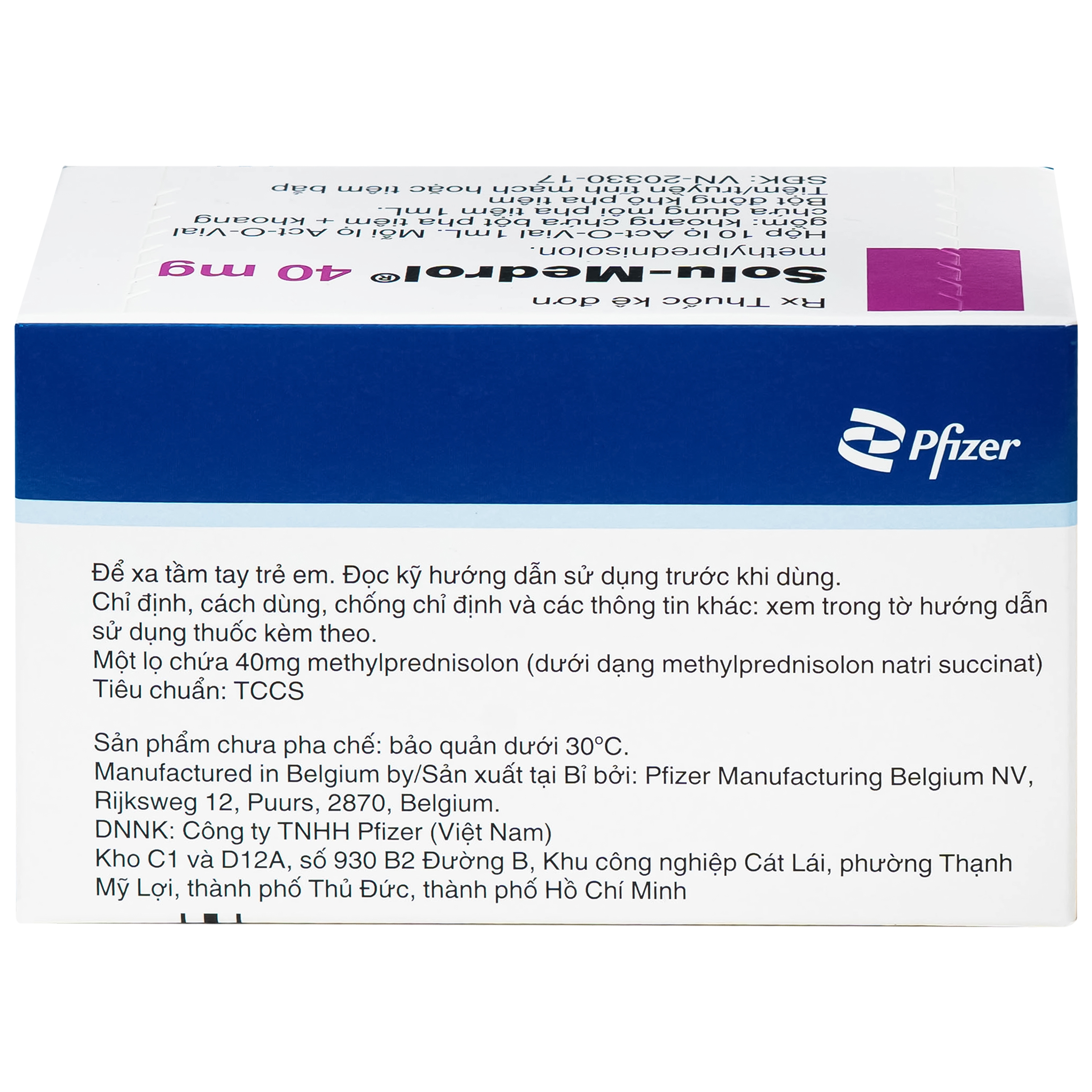 Hình ảnh Bột pha tiêm Solu-Medrol 40mg Pfizer điều trị rối loạn thấp khớp, lupus ban đỏ hệ thống (Hộp 10 lọ x 1ml)