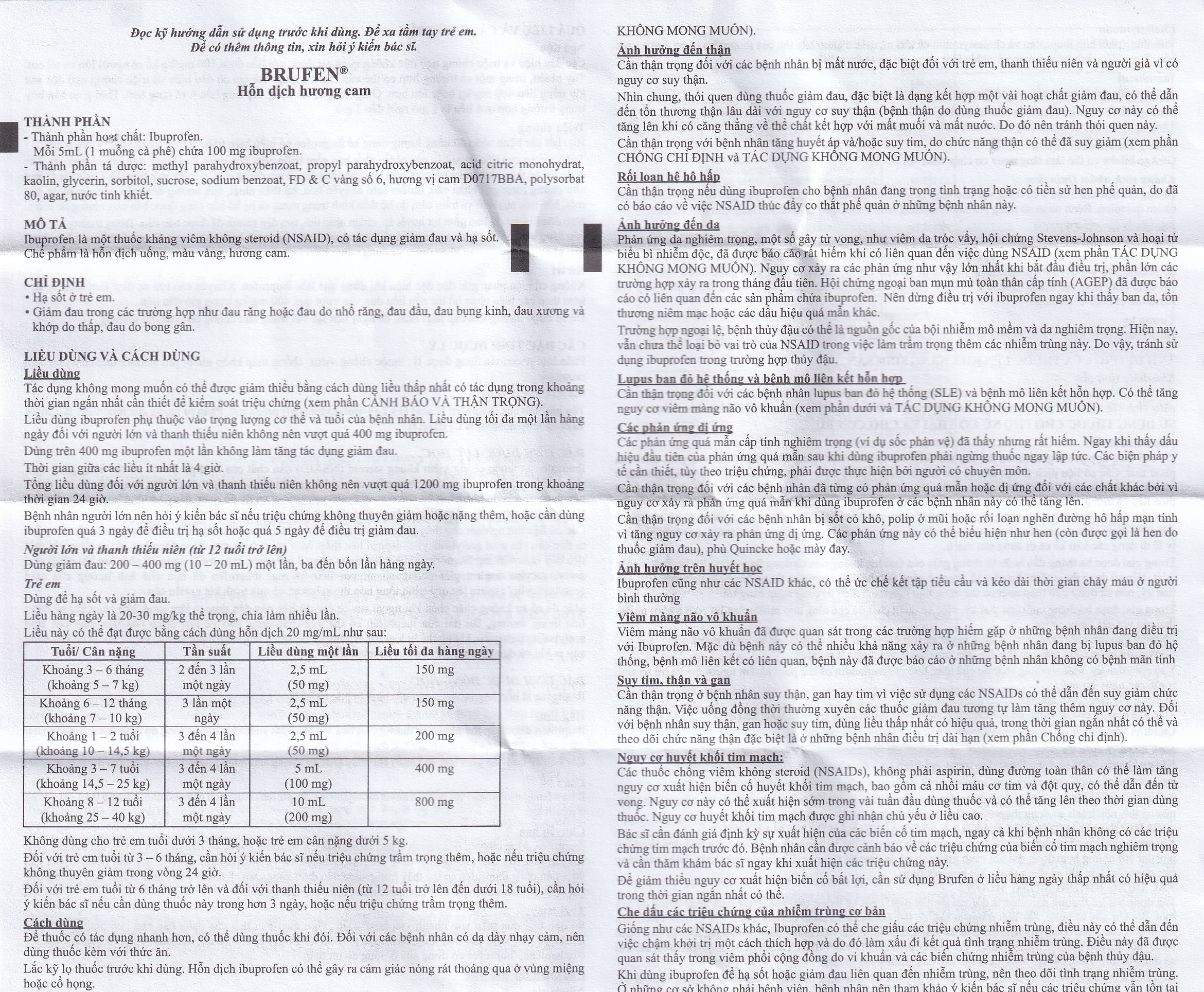 Hình ảnh Hỗn dịch uống Brufen Abbott giảm đau, hạ sốt ở trẻ em (60ml)