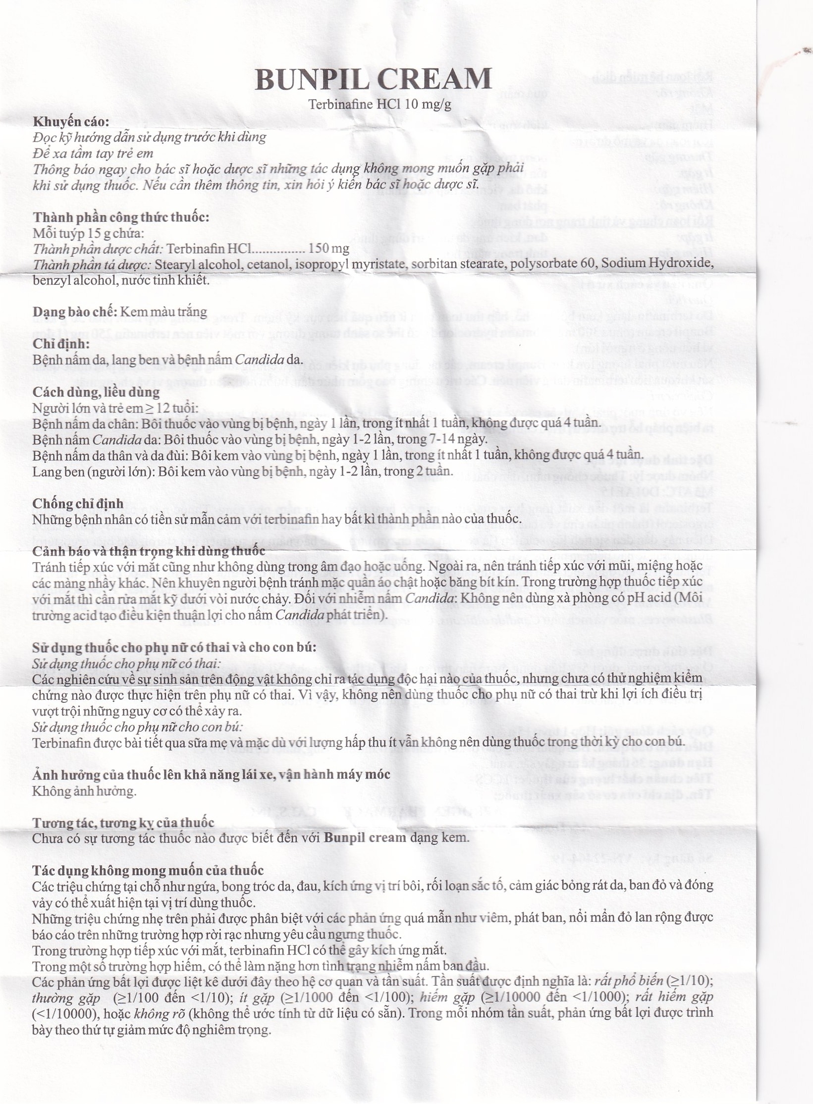 Hình ảnh Kem bôi ngoài da Bunpil 10mg Aprogen điều trị nấm da, lang ben (15g)