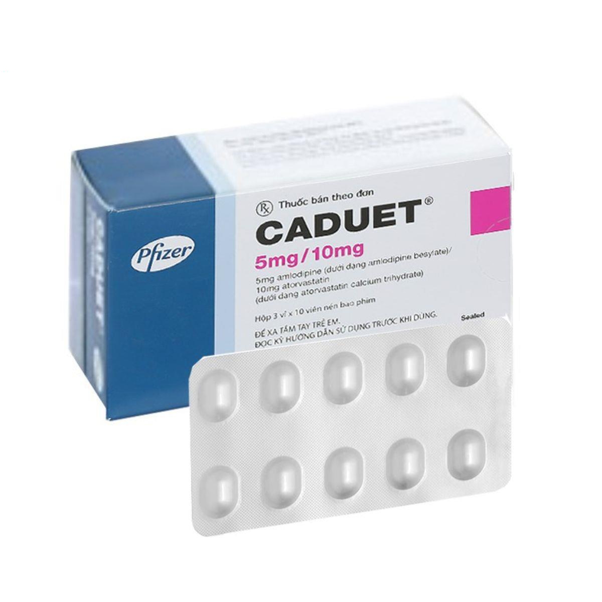 Hình ảnh Thuốc Caduet 5mg/10mg Pfizer điều trị tăng huyết áp, rối loạn lipid máu (3 vỉ x 10 viên)