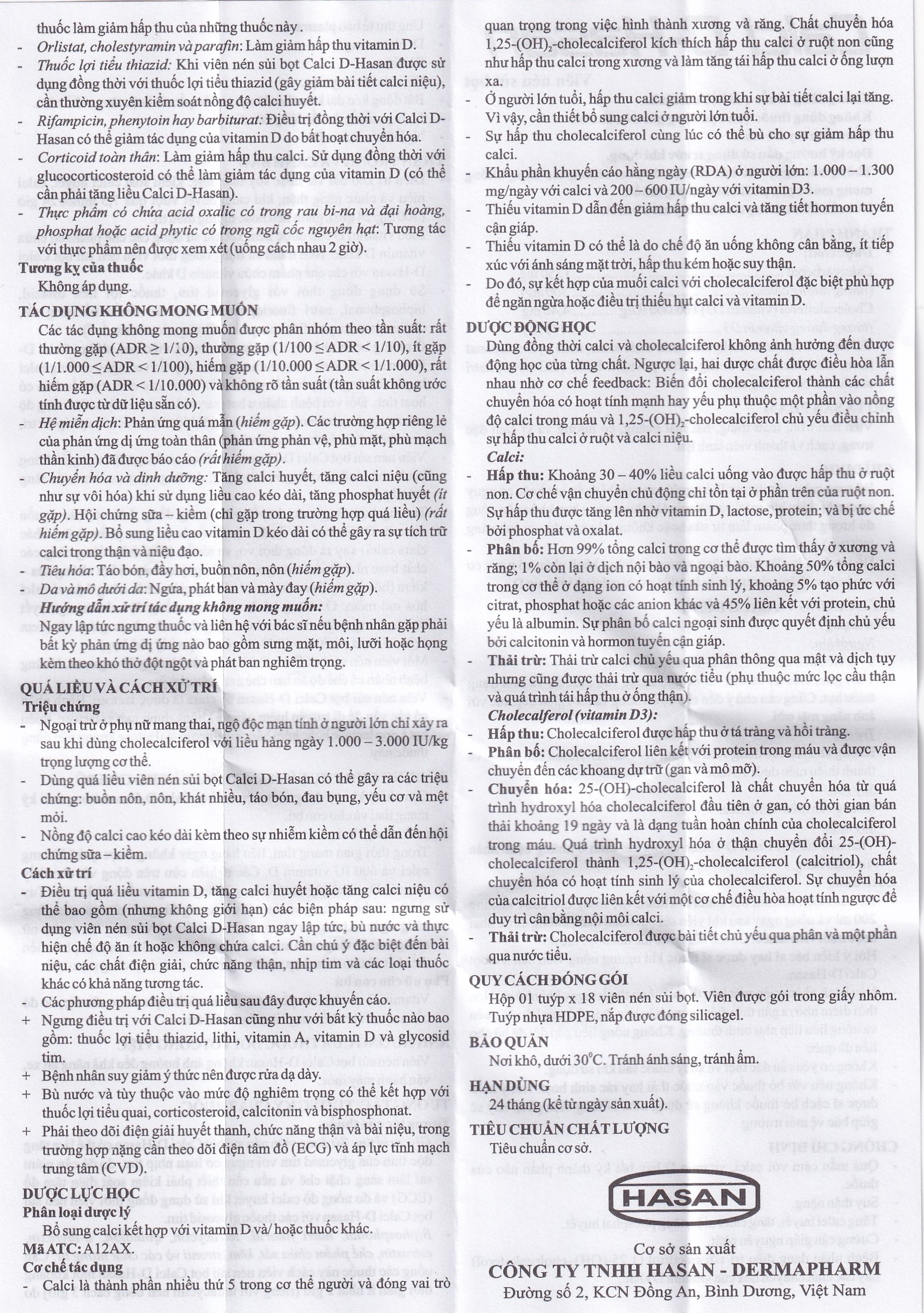 Hình ảnh Viên sủi Calci D-Hasan điều trị loãng xương, bổ sung Canxi và Vitamin D (18 viên)