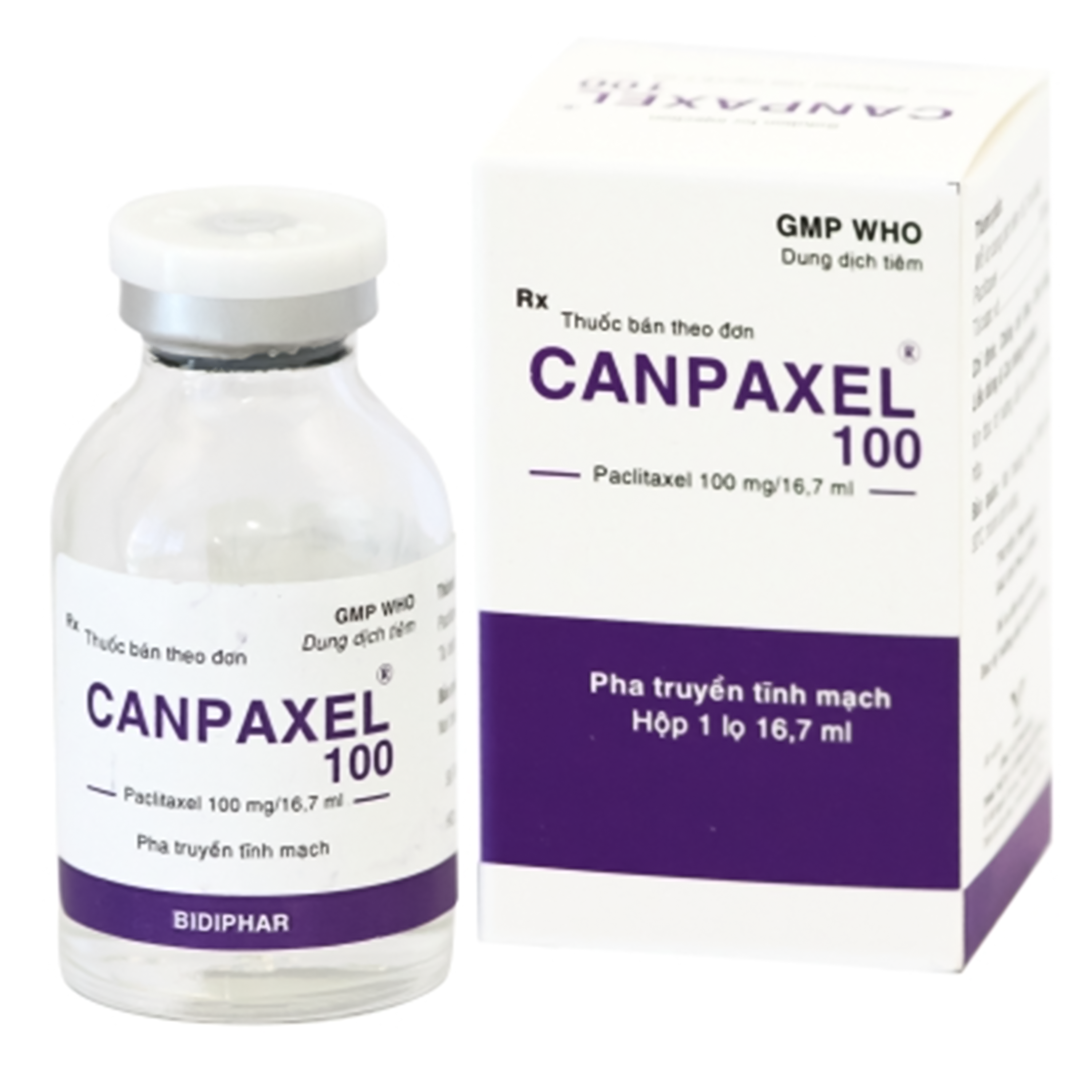 Hình ảnh Dung dịch tiêm Canpaxel 100mg Điều trị ung thư buồng trứng, ung thư vú Hộp 16.7ml