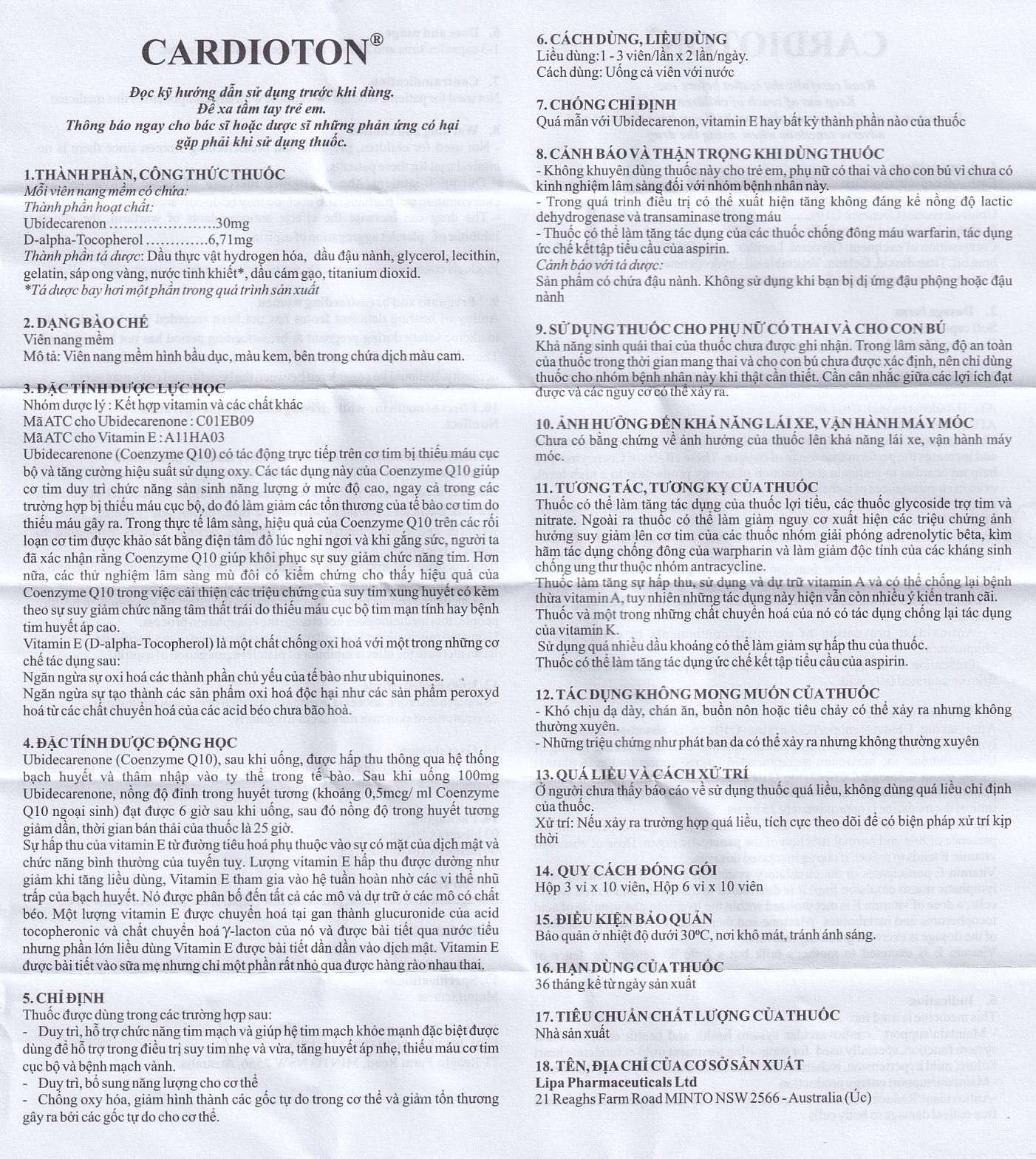 Hình ảnh Thuốc Cardioton Lipa Pharma điều trị suy tim, tăng huyết áp, bổ sung năng lượng (6 vỉ x 10 viên) 
