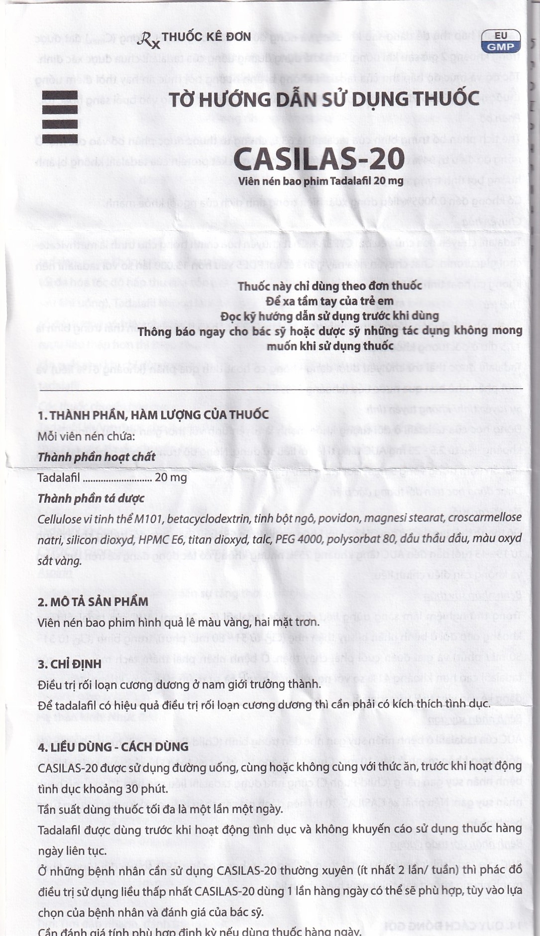 Hình ảnh Thuốc Casilas-20 Davipharm điều trị rối loạn cương dương (2 vỉ x 2 viên)