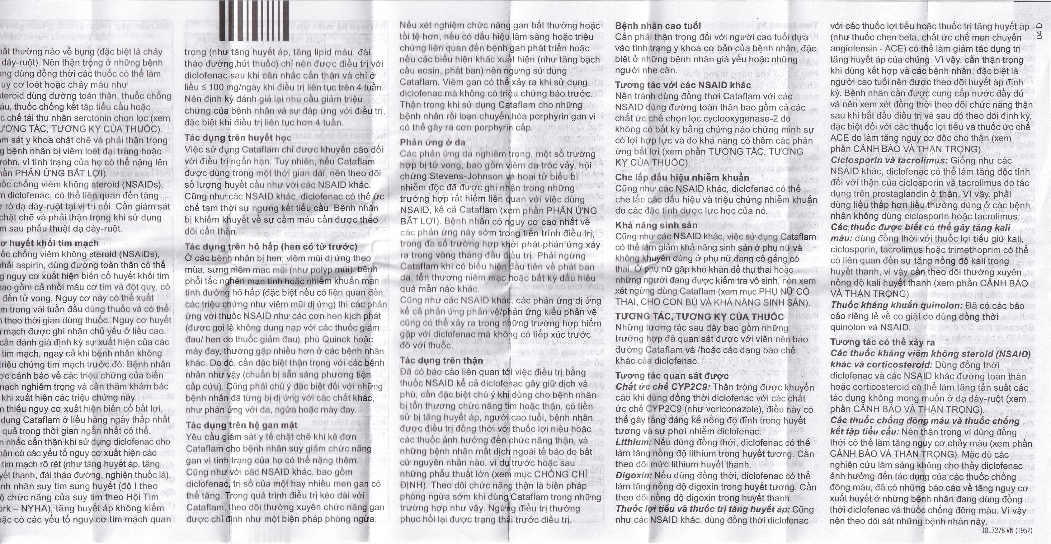 Hình ảnh Thuốc Cataflam 25 Novartis điều trị đau sau chấn thương, viêm và sưng do bong gân (1 vỉ x 10 viên)