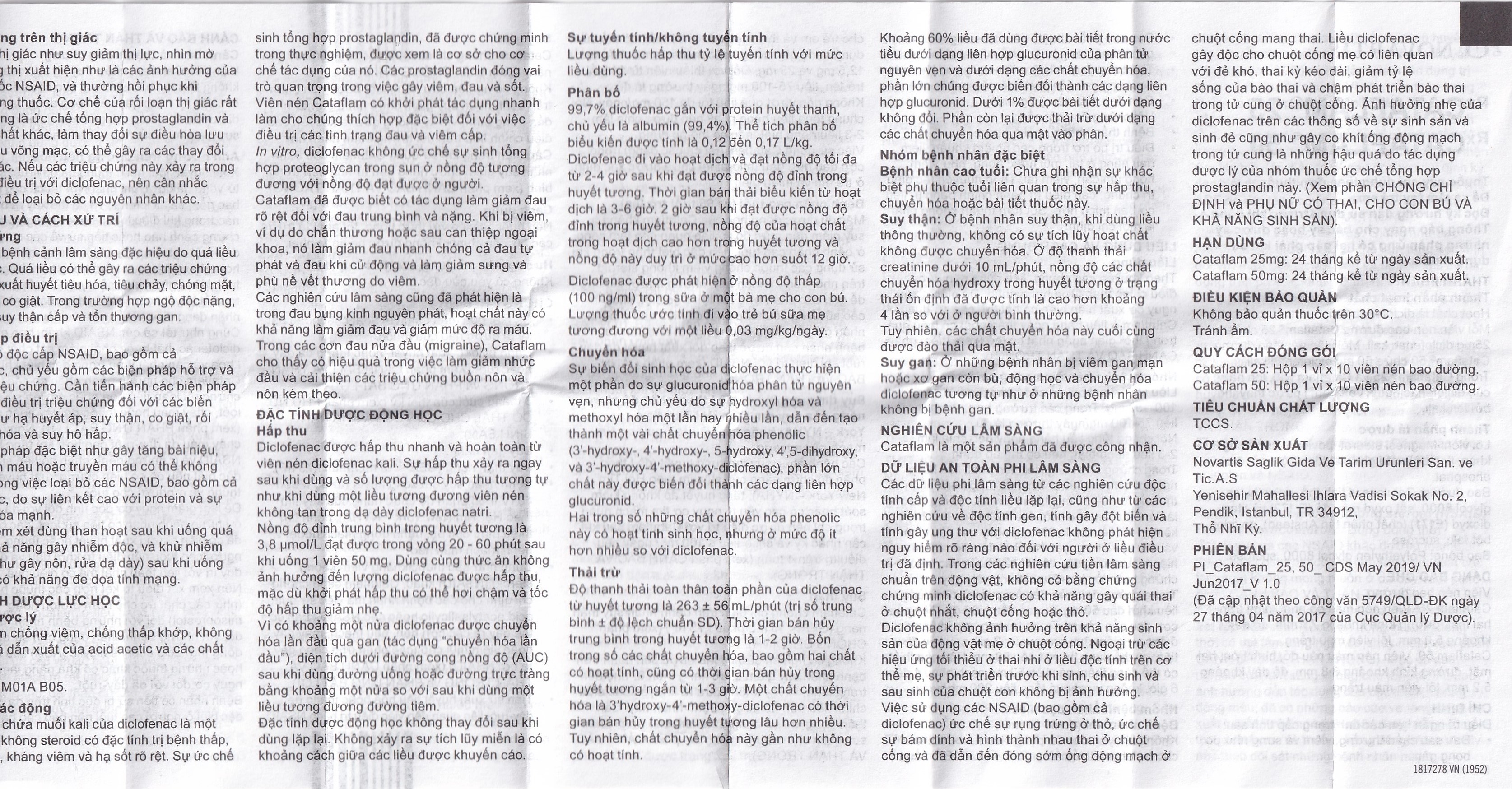 Hình ảnh Thuốc Cataflam 25 Novartis điều trị đau sau chấn thương, viêm và sưng do bong gân (1 vỉ x 10 viên)