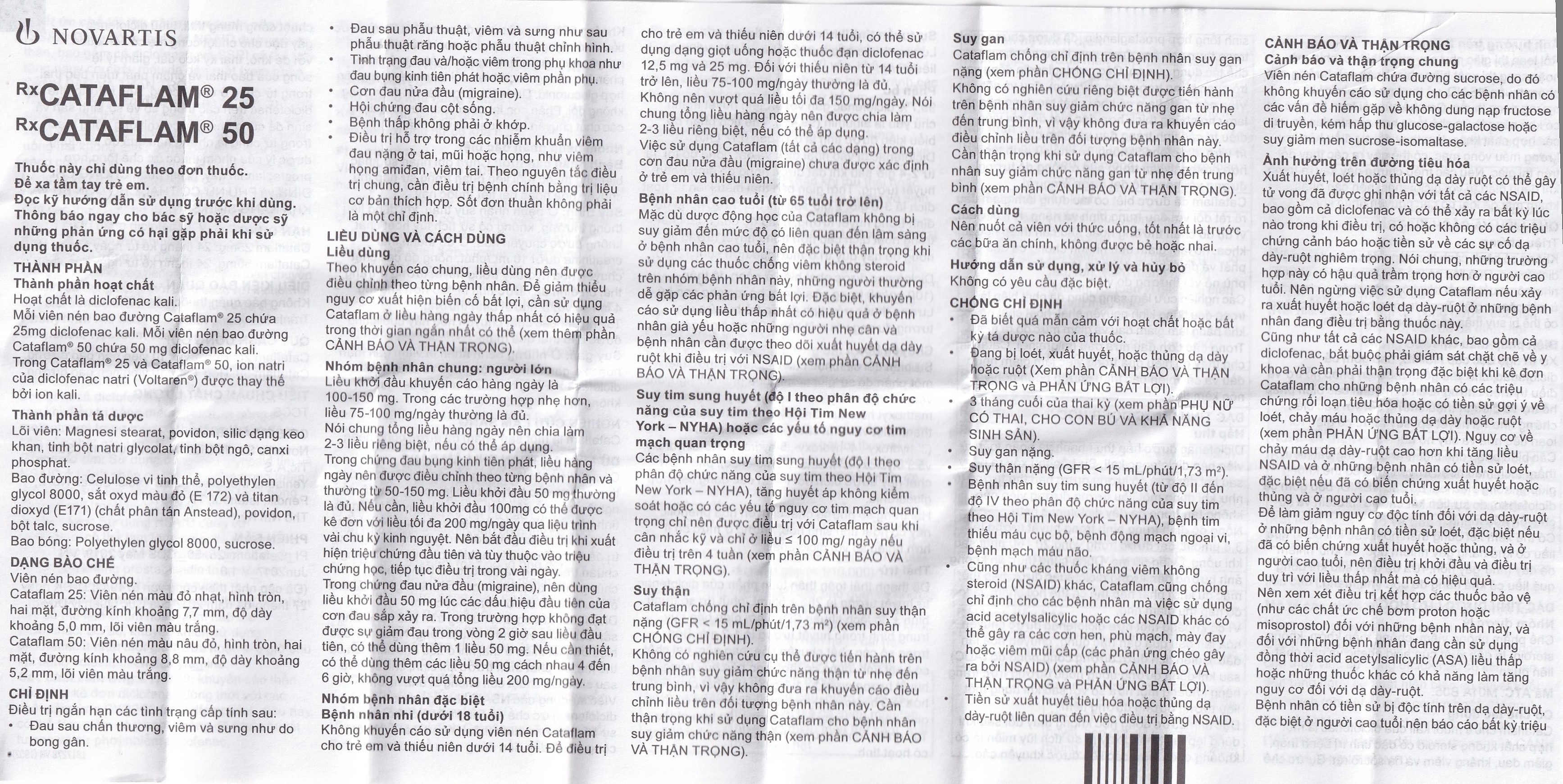 Hình ảnh Thuốc Cataflam 50 Novartis điều trị đau sau chấn thương, viêm và sưng do bong gân (1 vỉ x 10 viên)