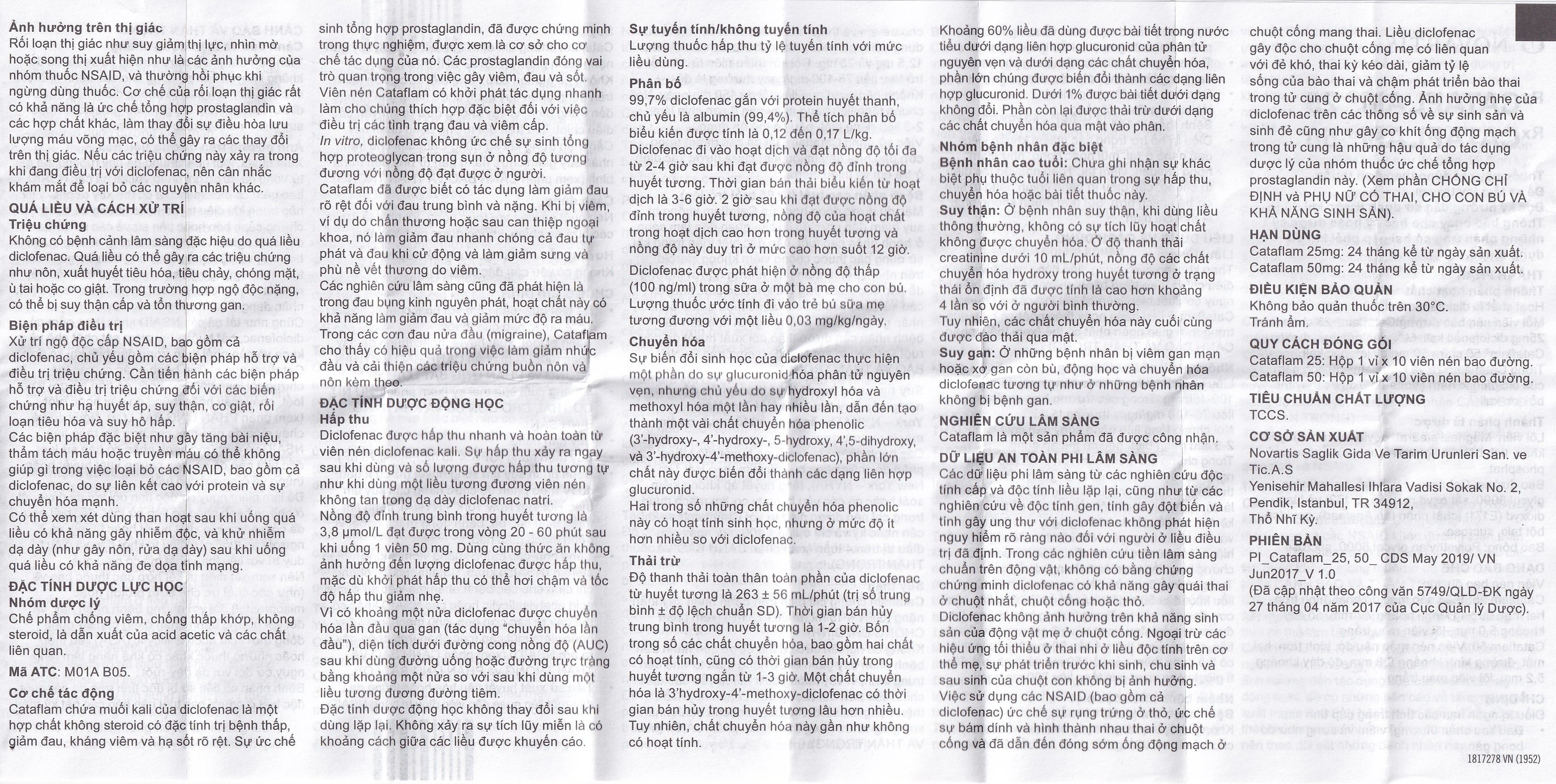 Hình ảnh Thuốc Cataflam 50 Novartis điều trị đau sau chấn thương, viêm và sưng do bong gân (1 vỉ x 10 viên)