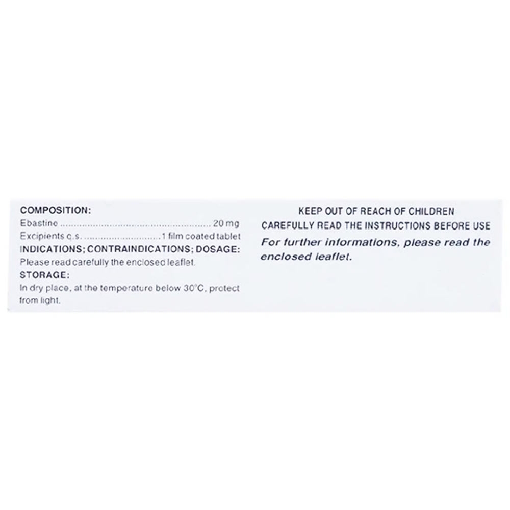 Hình ảnh Thuốc Cebastin20 Dược 3-2 điều trị viêm mũi dị ứng, mày đay (3 vỉ x 10 viên)