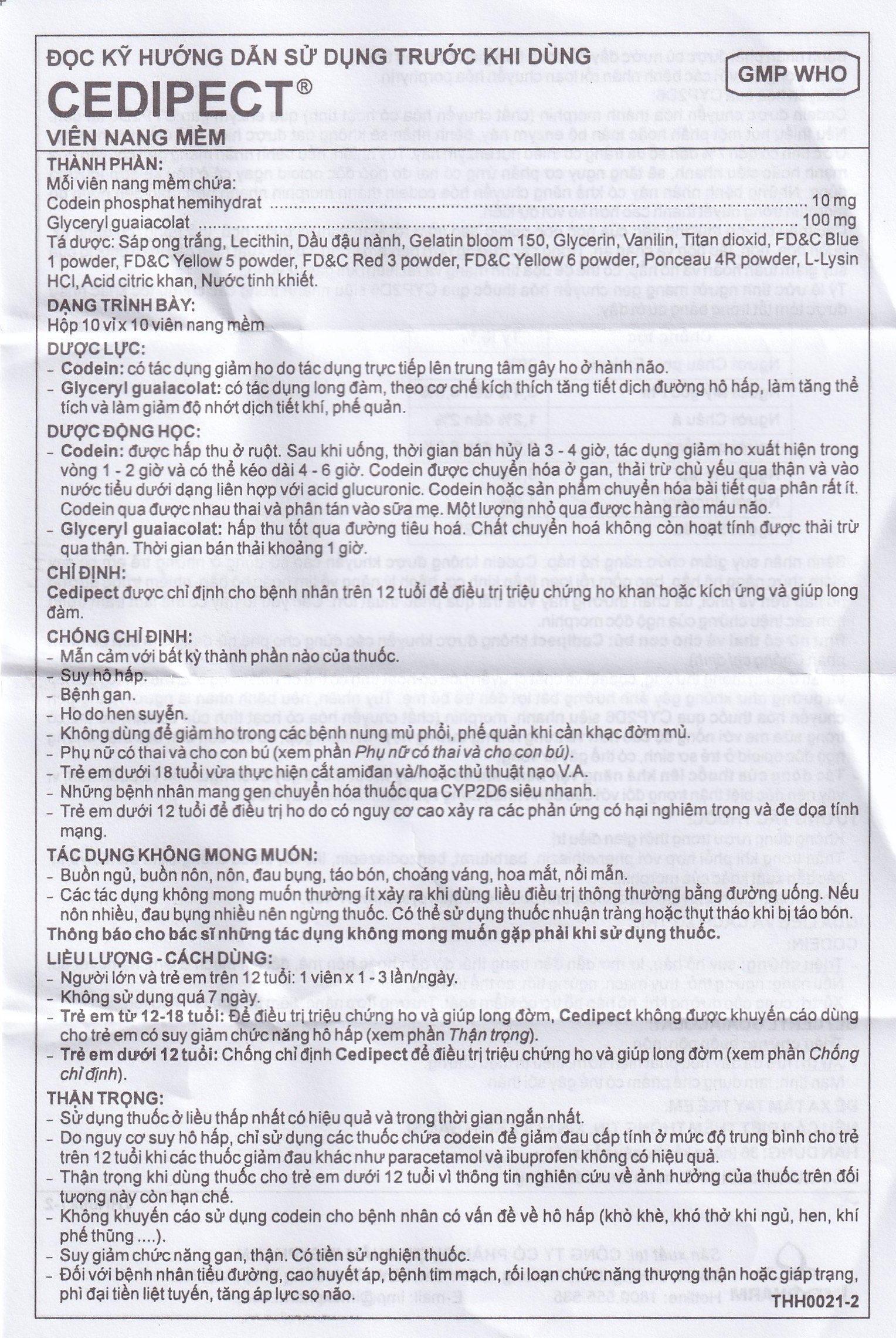 Hình ảnh Thuốc Cedipect Imexpharm điều trị ho, long đờm (10 vỉ x 10 viên)