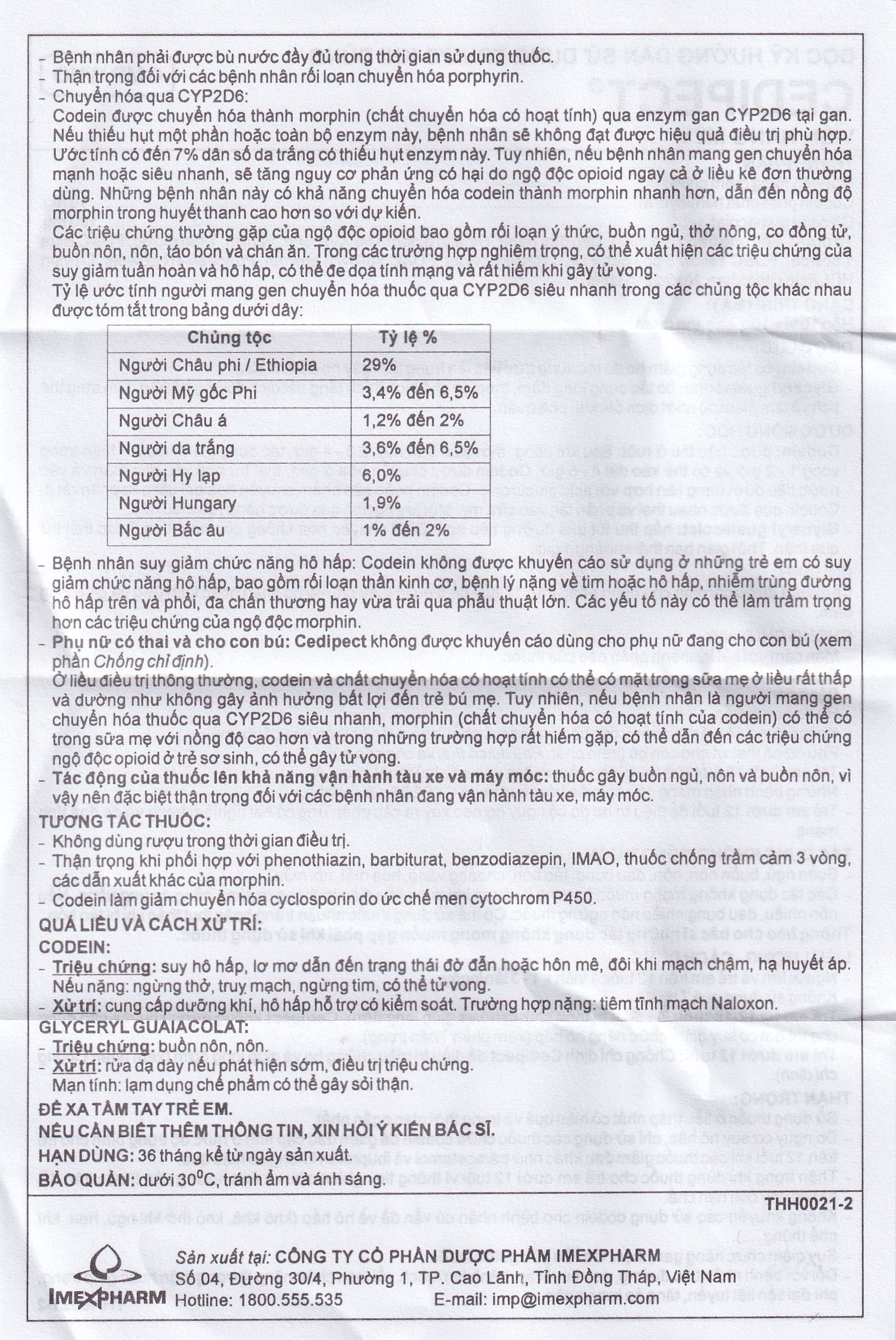 Hình ảnh Thuốc Cedipect Imexpharm điều trị ho, long đờm (10 vỉ x 10 viên)