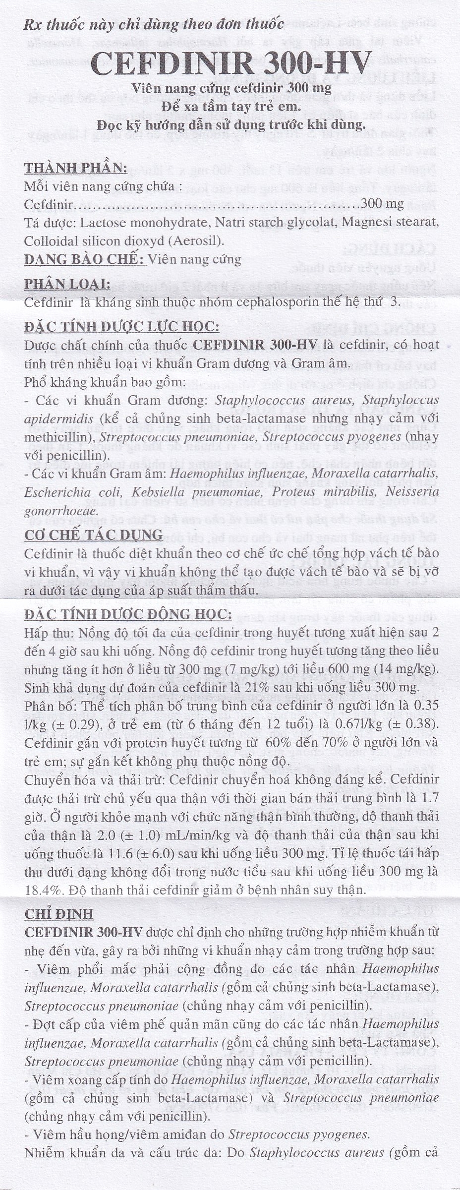 Hình ảnh Thuốc Cefdinir 300 - HV USP điều trị nhiễm khuẩn (2 vỉ x 10 viên)