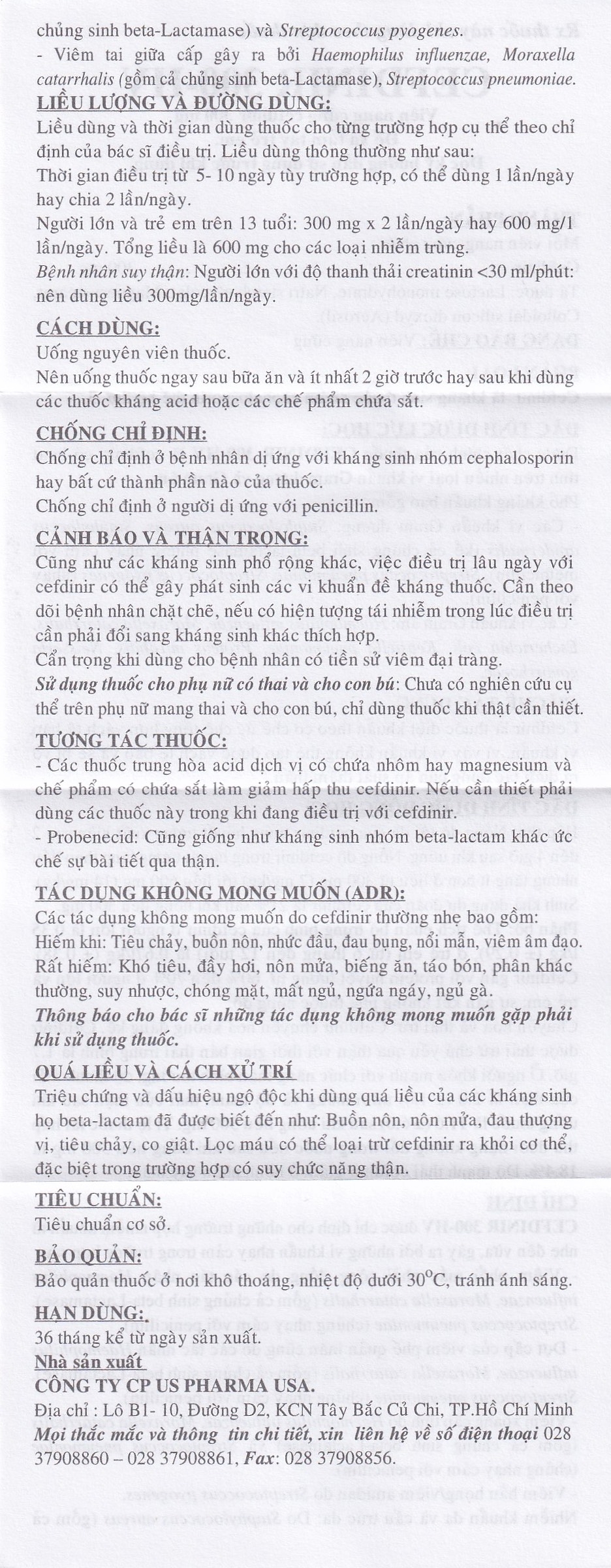 Hình ảnh Thuốc Cefdinir 300 - HV USP điều trị nhiễm khuẩn (2 vỉ x 10 viên)