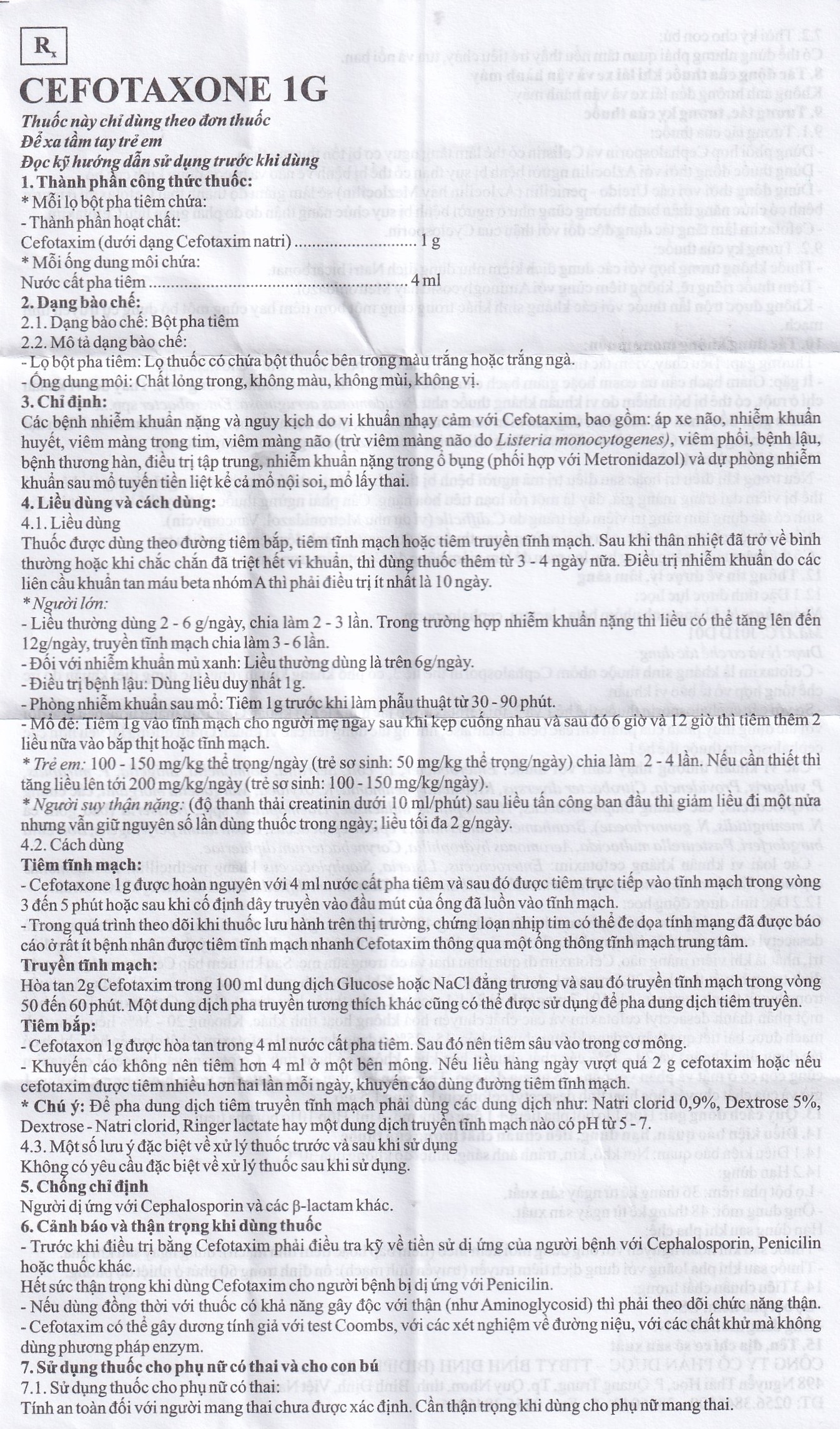 Hình ảnh Bột pha tiêm Cefotaxone 1g Bidiphar điều trị các bệnh nhiễm khuẩn nặng (10 lọ)