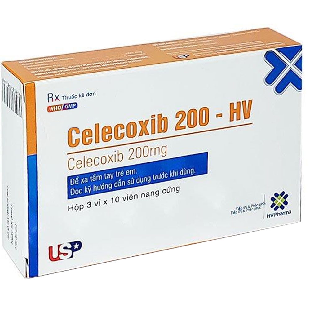 Hình ảnh Thuốc Celecoxib 200-HV USP điều trị thoái hóa khớp, viêm khớp dạng thấp (3 vỉ x 10 viên)
