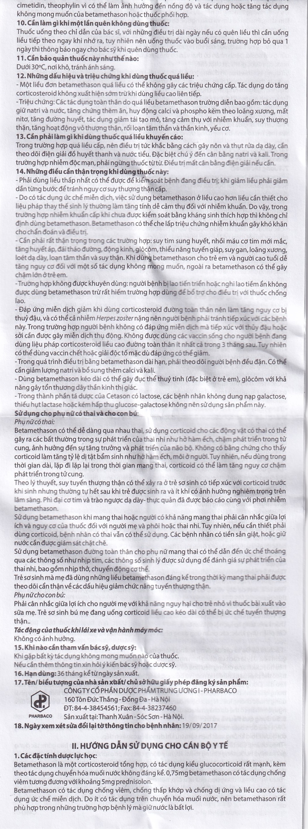 Hình ảnh Thuốc Cetasone 0.5mg Pharbaco điều trị thấp khớp, bệnh hệ thống tạo keo (100 viên)