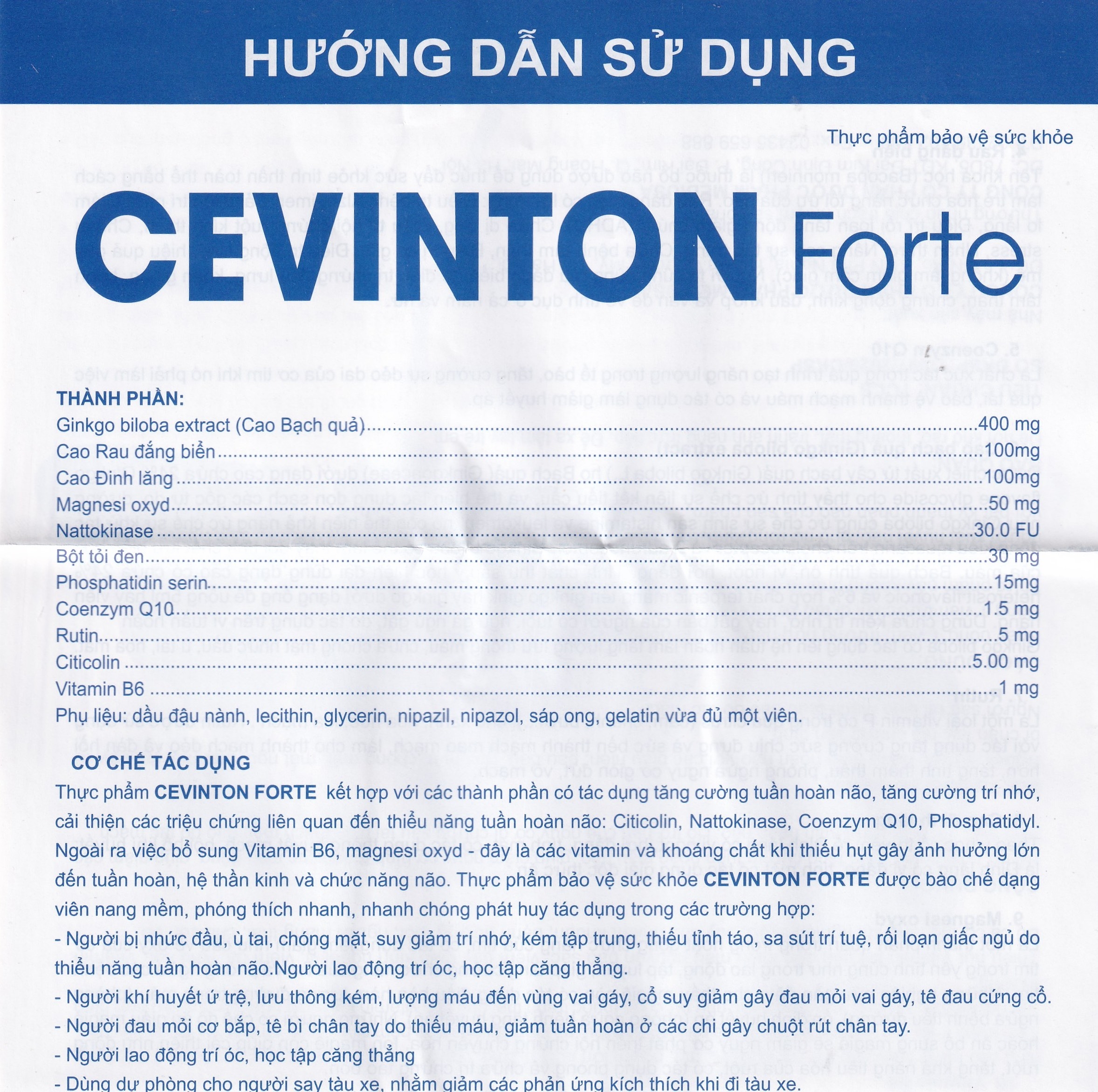 Hình ảnh Viên uống Cevinton Forte giúp bổ sung dưỡng chất cho não, tăng cường lưu thông máu (30 viên)