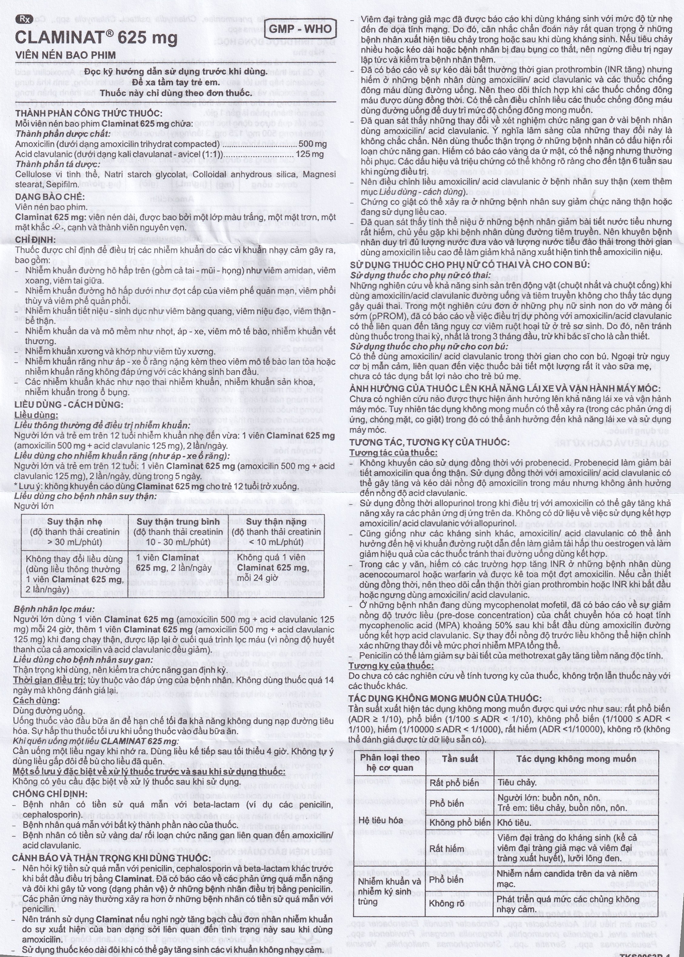 Hình ảnh Thuốc Claminat 625mg Imexpharm điều trị nhiễm trùng (2 vỉ x 7 viên)