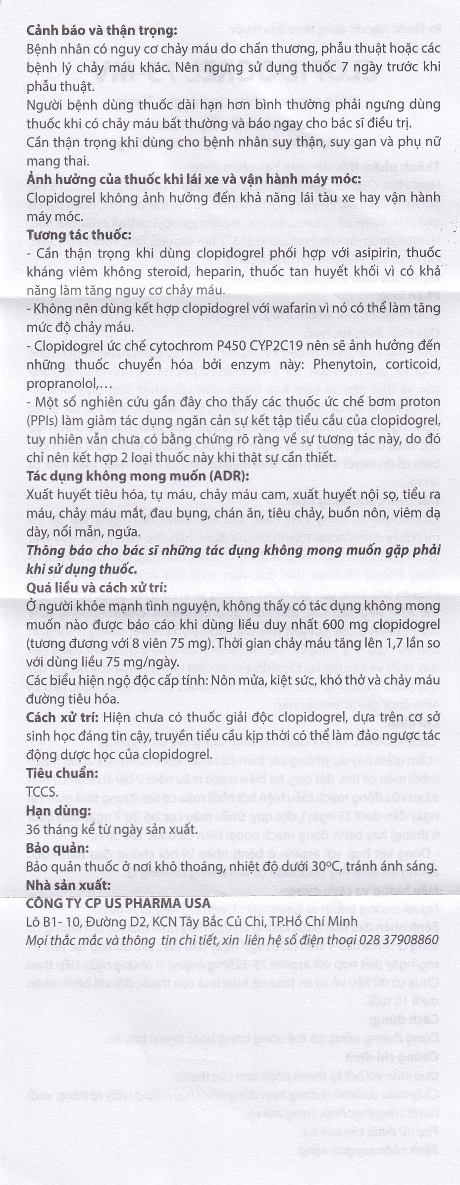 Hình ảnh Thuốc Clopidogrel 75 - MV USP làm giảm hay dự phòng các biến cố huyết khối (3 vỉ x 10 viên)