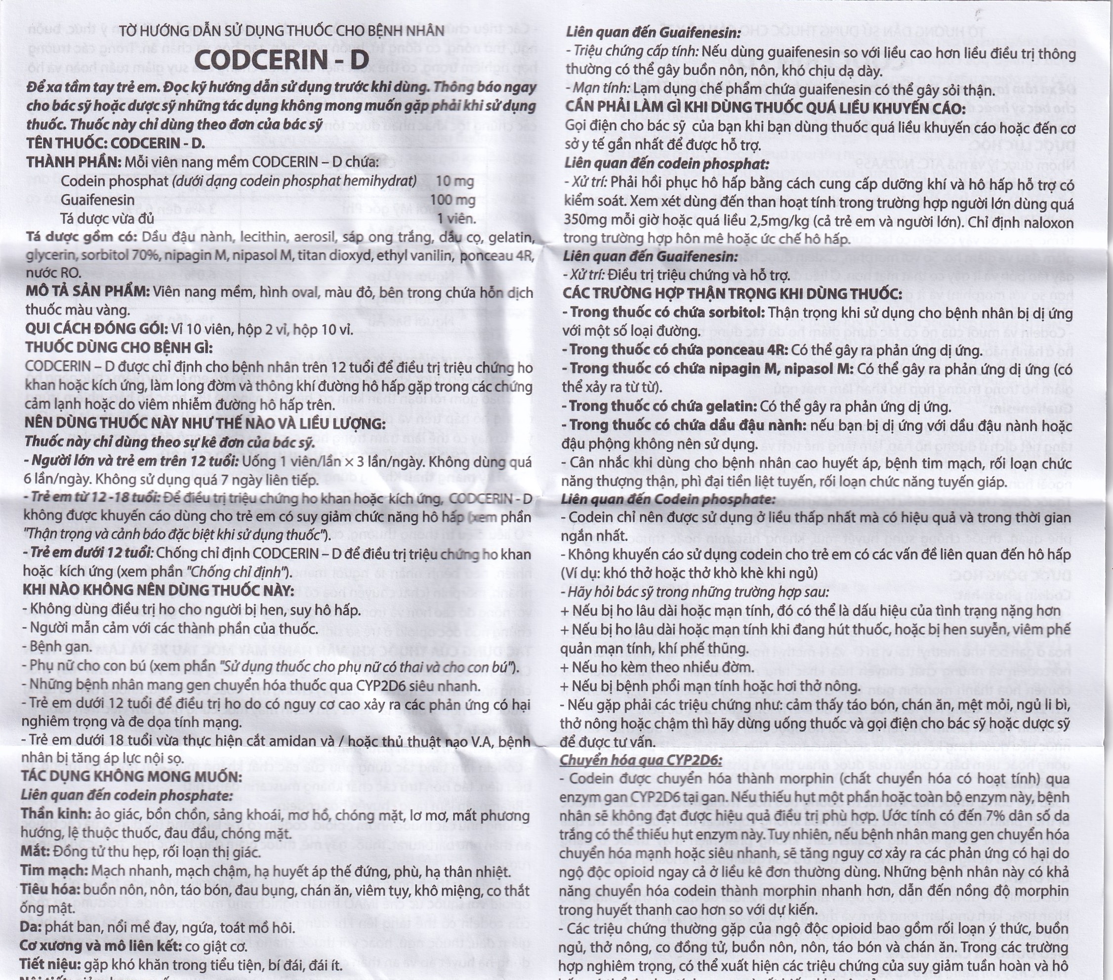 Hình ảnh Thuốc CODCERIN-D Trường Thọ điều trị triệu chứng ho khan, ho có đờm, ho do dị ứng (2 vỉ x 10 viên)
